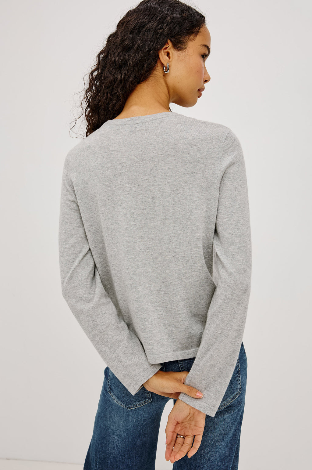 Cotton Cashmere Long Sleeve T-Shirt - Heather Grey