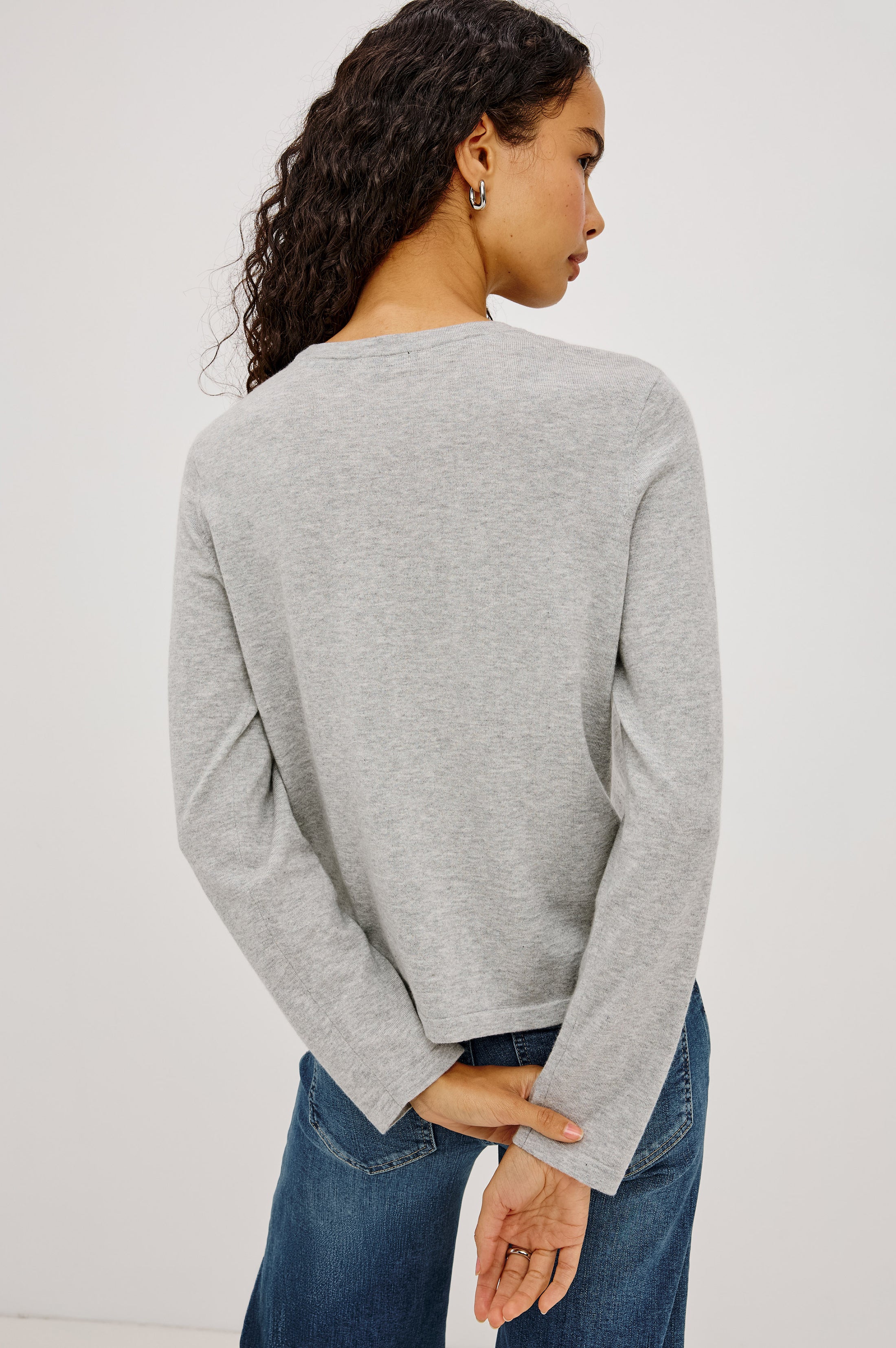 Cotton Cashmere Long Sleeve T-Shirt - Heather Grey