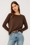 Cotton Cashmere Long Sleeve T-Shirt - Espresso