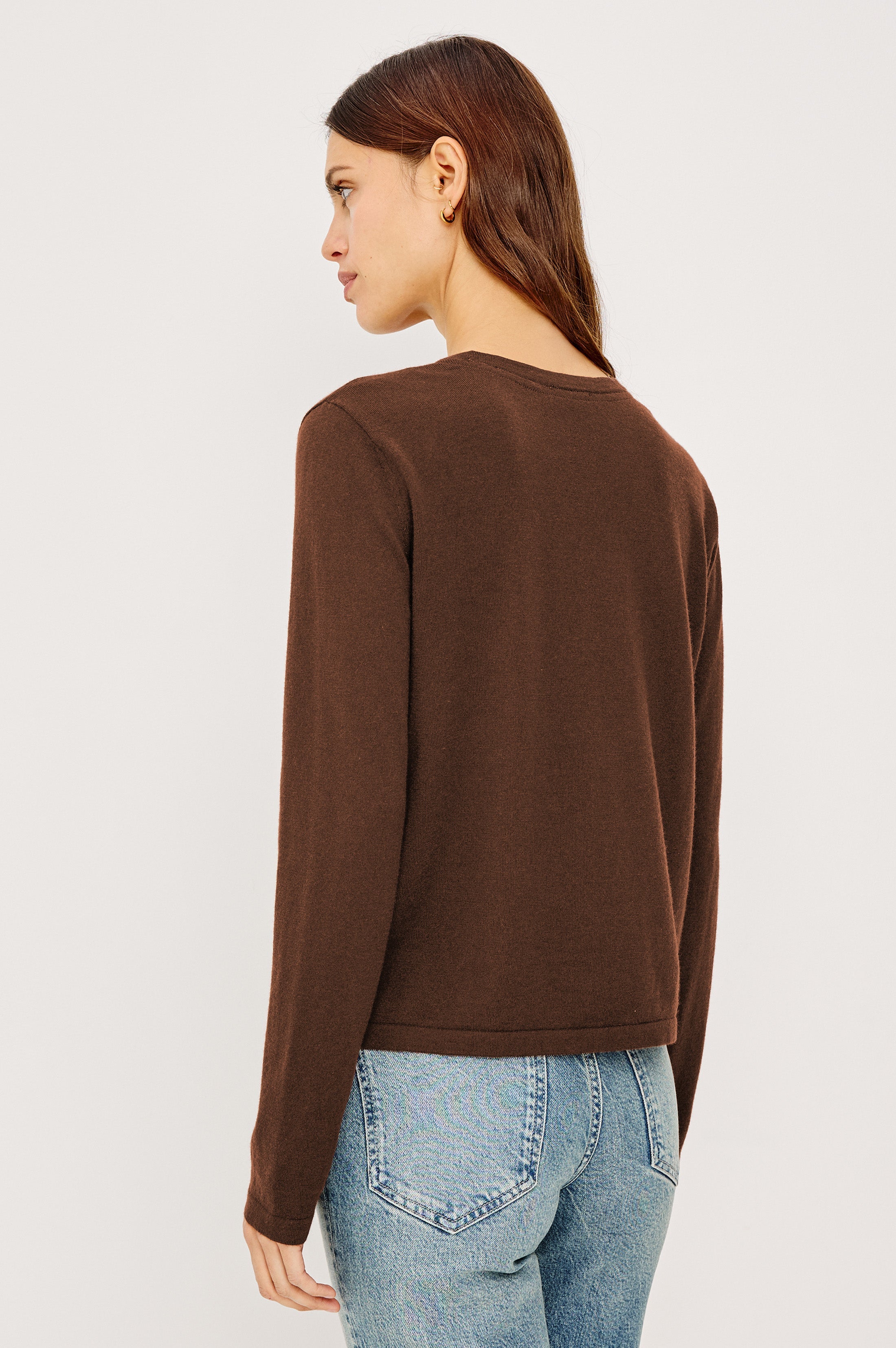 Cotton Cashmere Long Sleeve T-Shirt - Espresso
