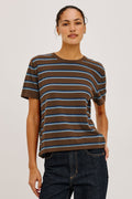 Cotton Cashmere T-Shirt  - Mocha Stripe