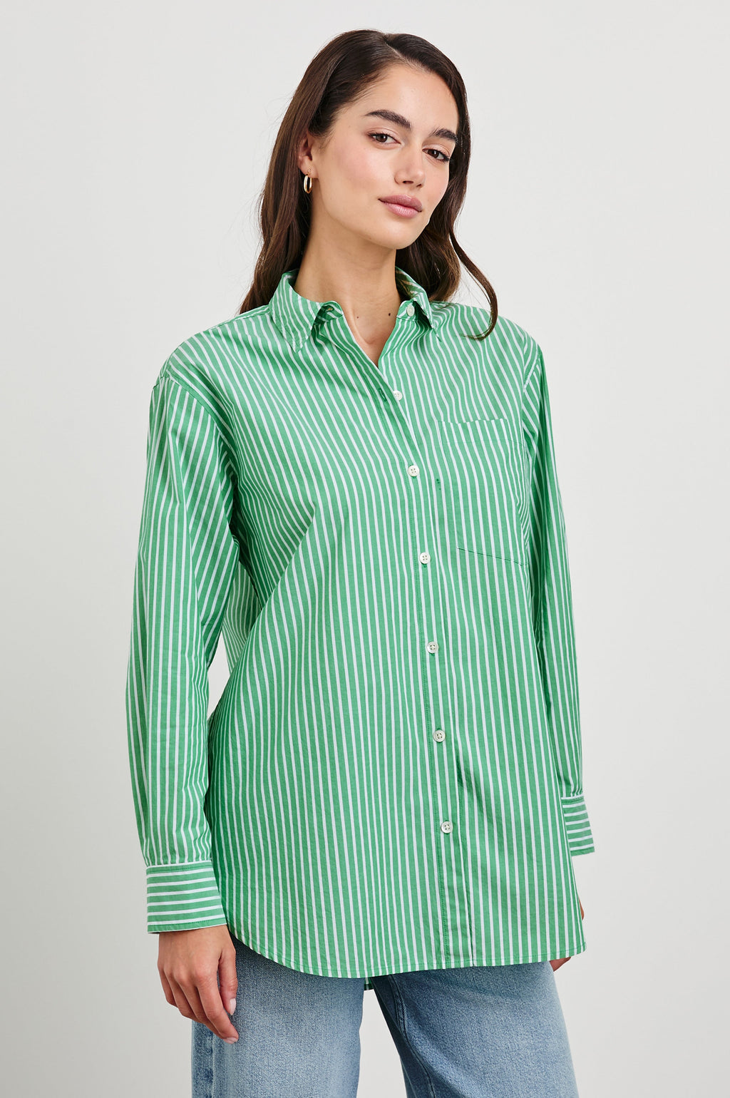 Elsa Shirt - Kelly White Stripe