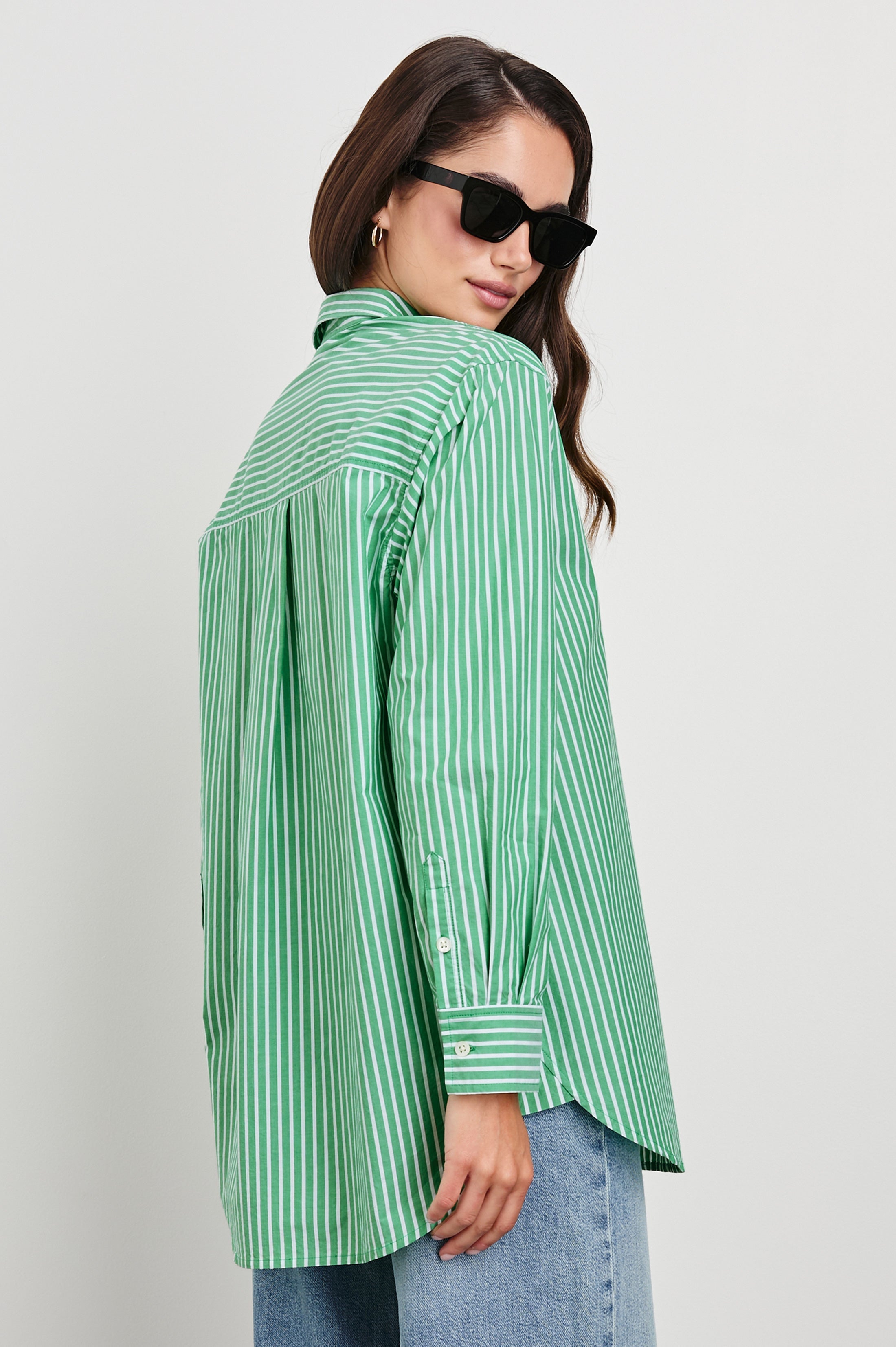 Elsa Shirt - Kelly White Stripe