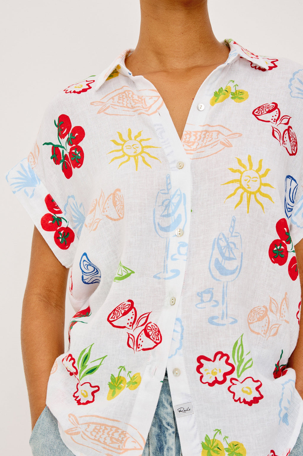 Rails X Giadzy Farrah Shirt - White Antipasti