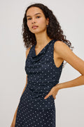 Fete Top - Navy Polka Dots