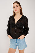 Francine Top - Black Grid Embroidery