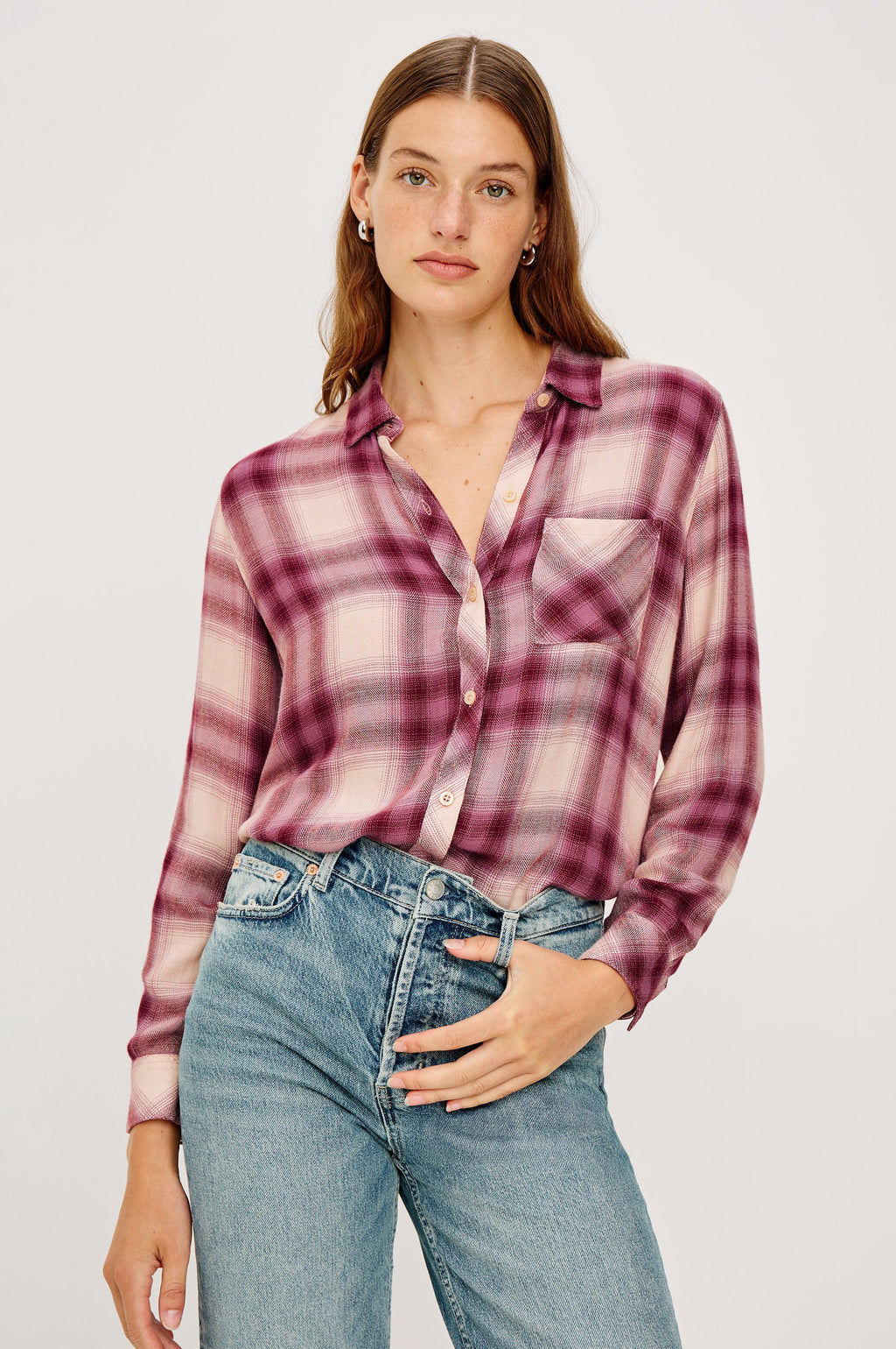 Hunter Shirt - Faded Plum Ivory