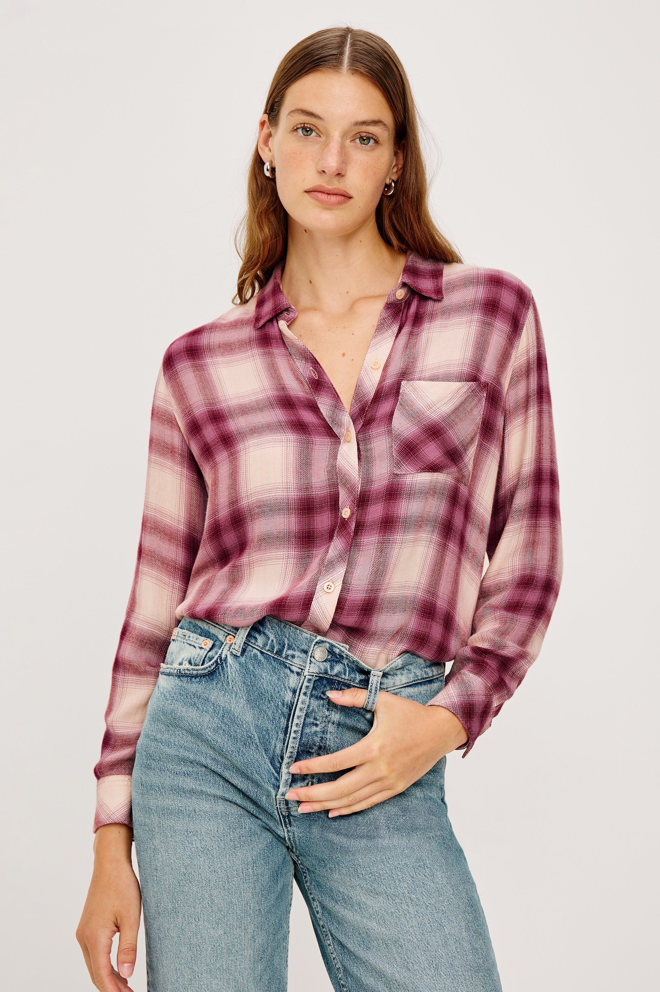 Hunter Shirt - Faded Plum Ivory