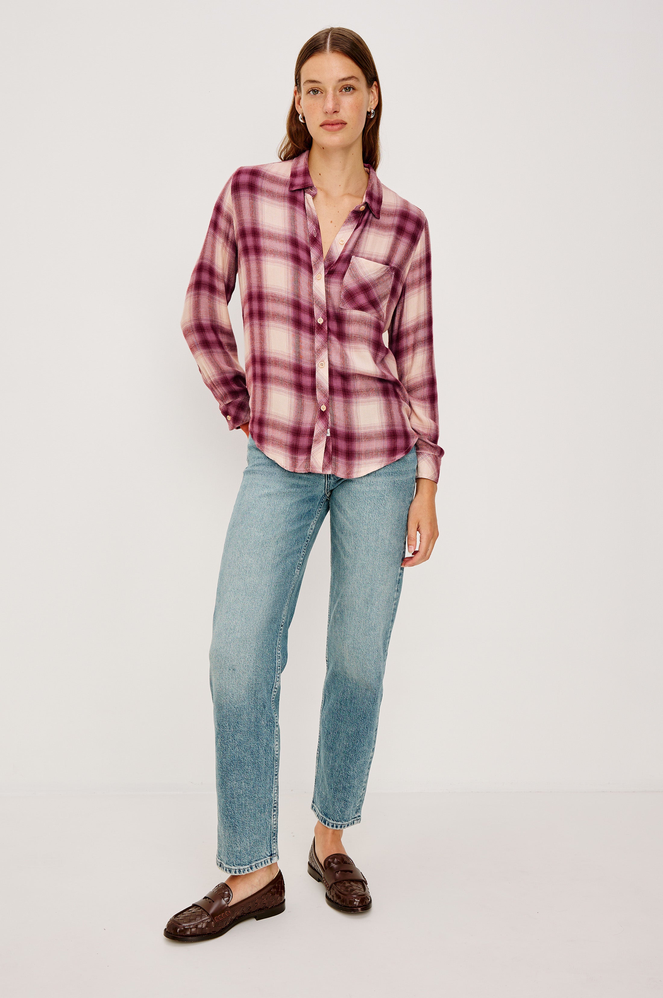 Hunter Shirt - Faded Plum Ivory