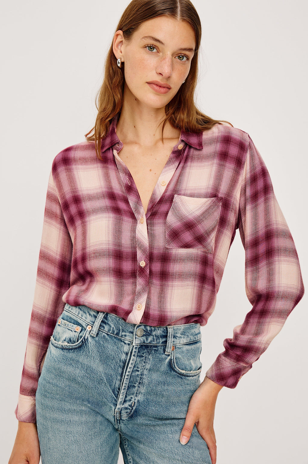 Hunter Shirt - Faded Plum Ivory