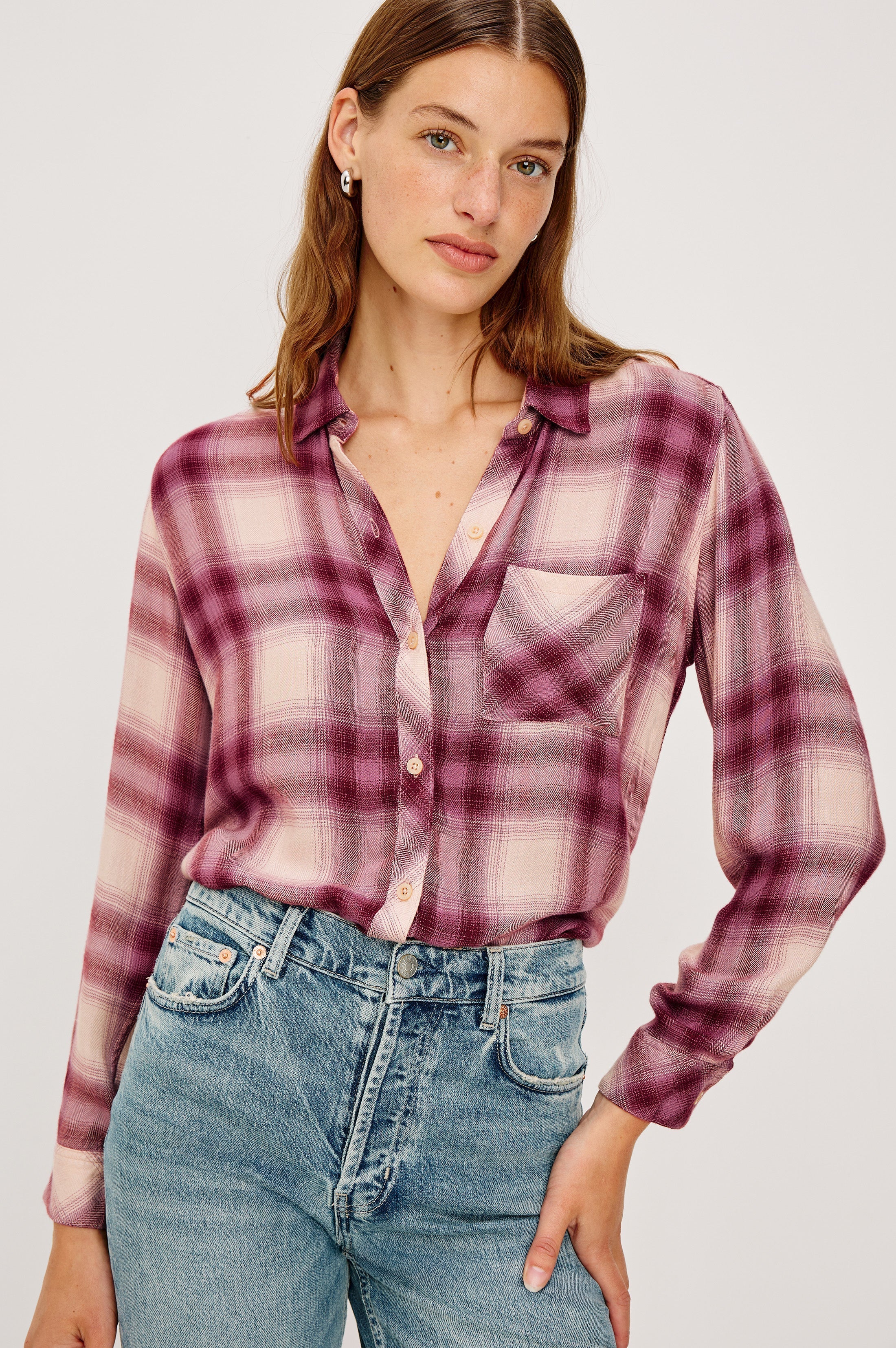 Hunter Shirt - Faded Plum Ivory