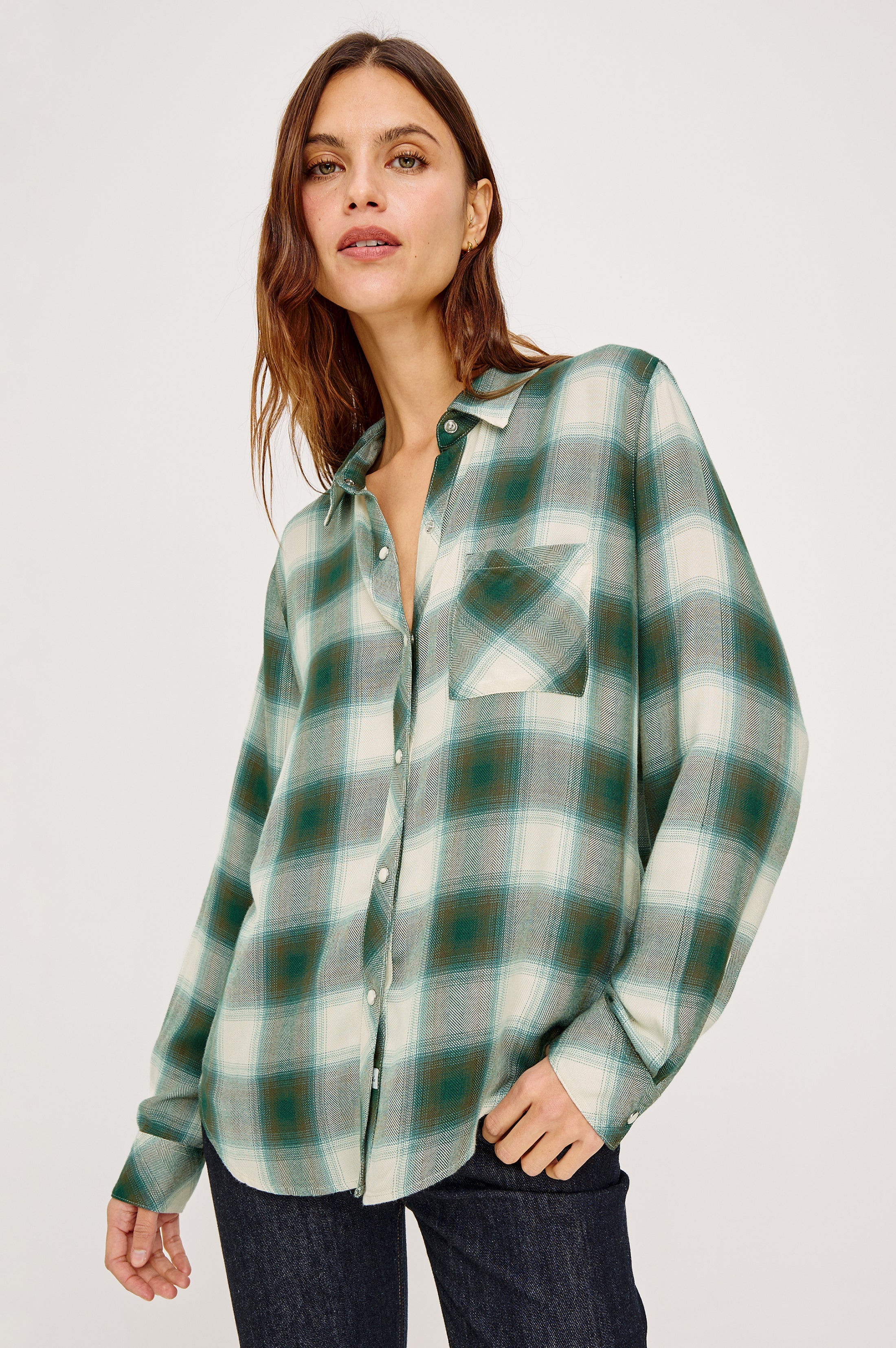 Hunter Shirt - Ivory Olive Teal