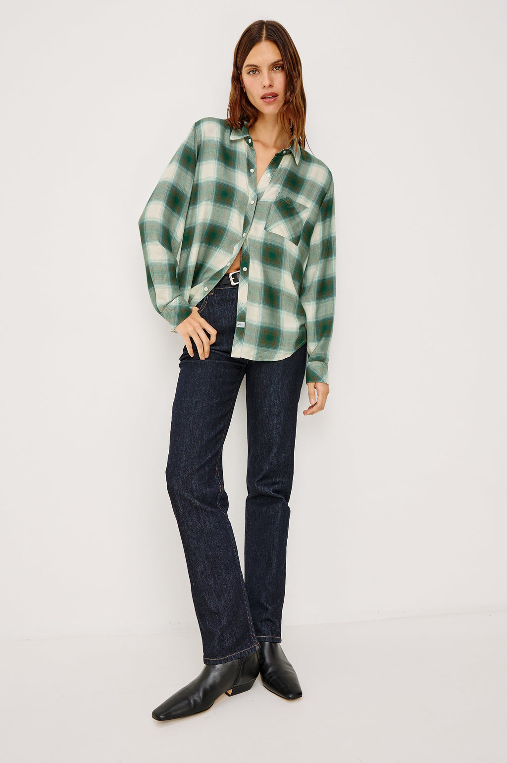 Hunter Shirt - Ivory Olive Teal