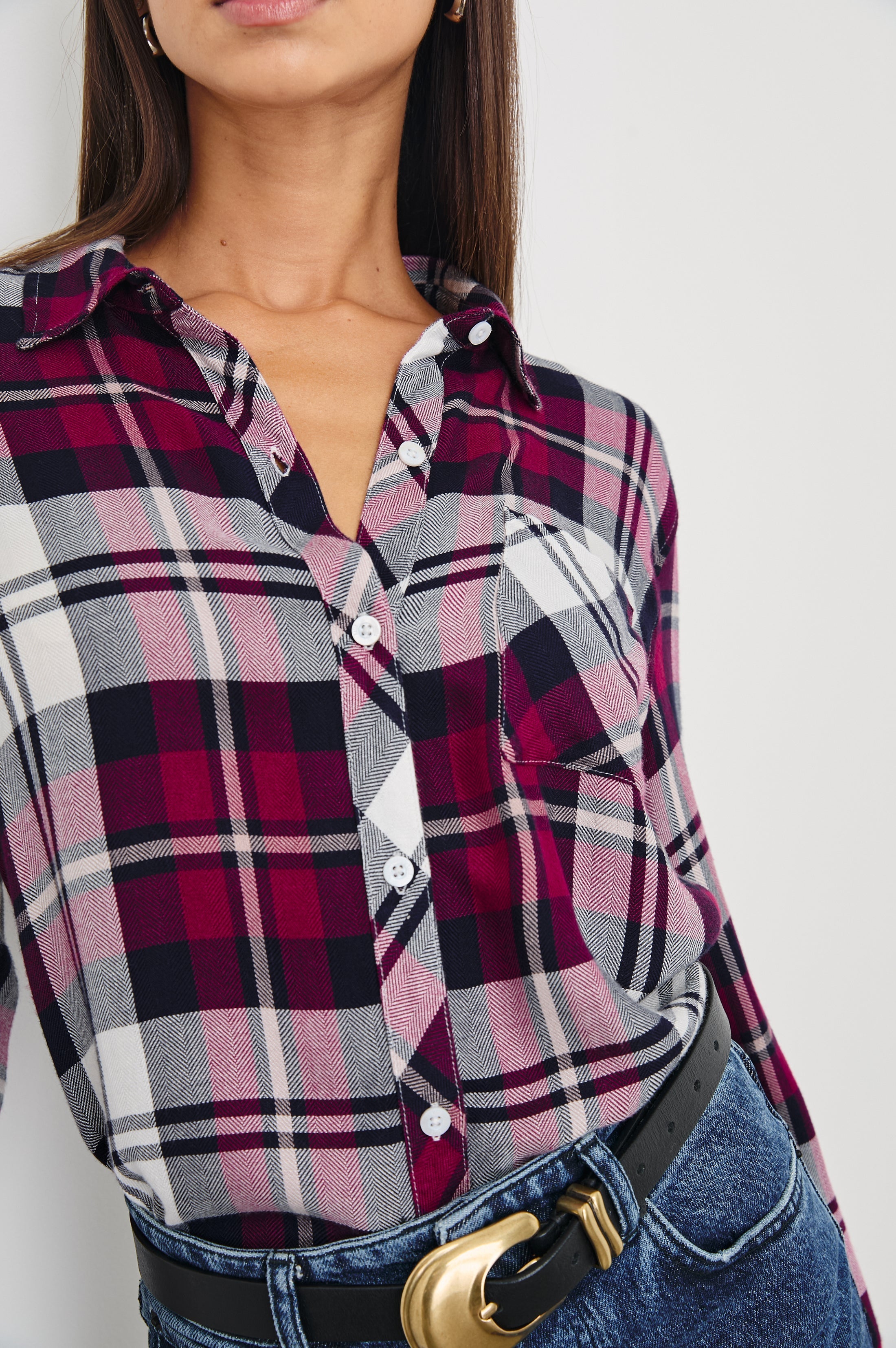 Hunter Shirt - Lychee Navy White