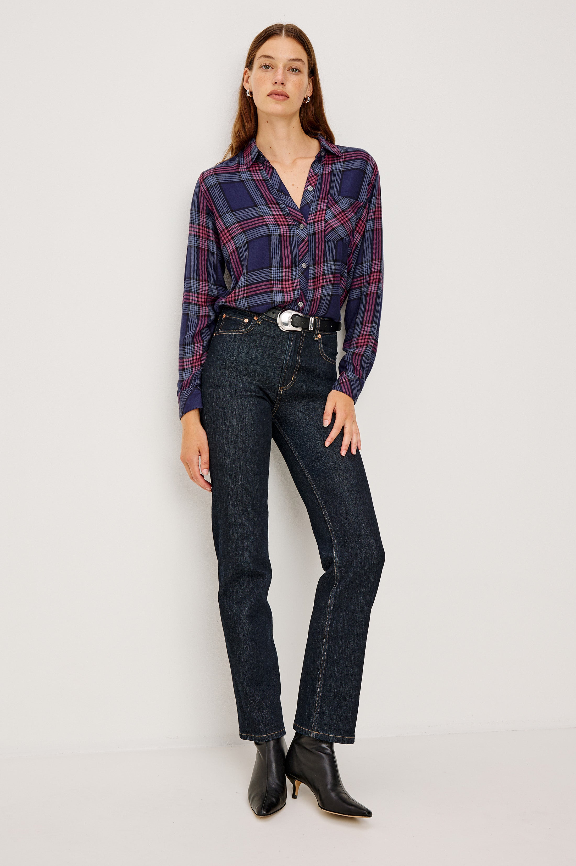 Hunter Shirt - Navy Rose Astor