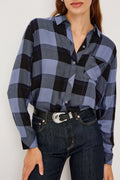 Hunter Shirt - Periwinkle Navy Silver Lurex