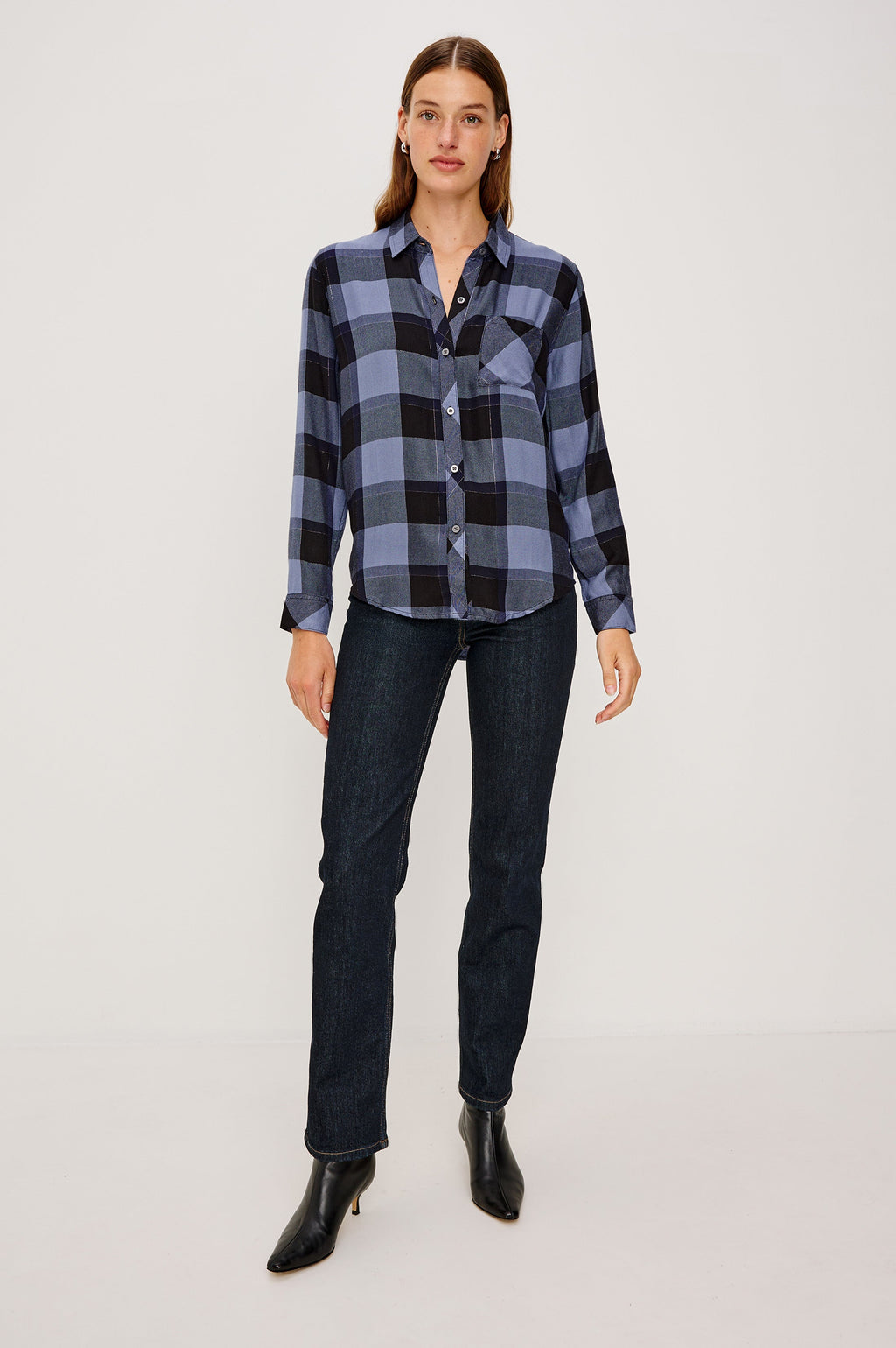 Hunter Shirt - Periwinkle Navy Silver Lurex