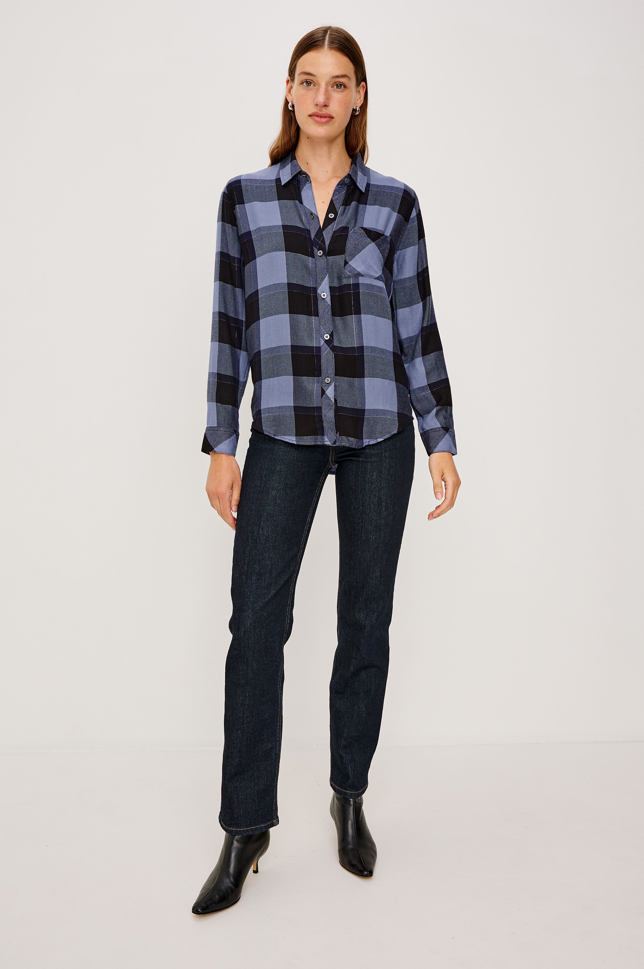 Hunter Shirt - Periwinkle Navy Silver Lurex