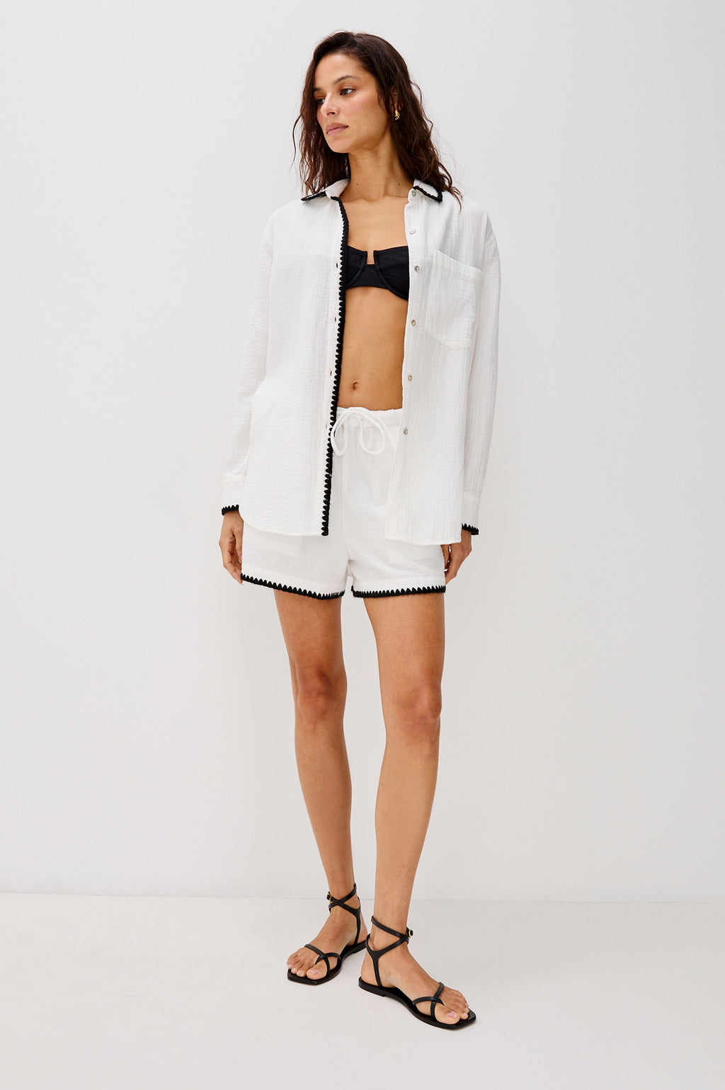 Rails X Lspace Idania Shirt - Black Blanket Stitch
