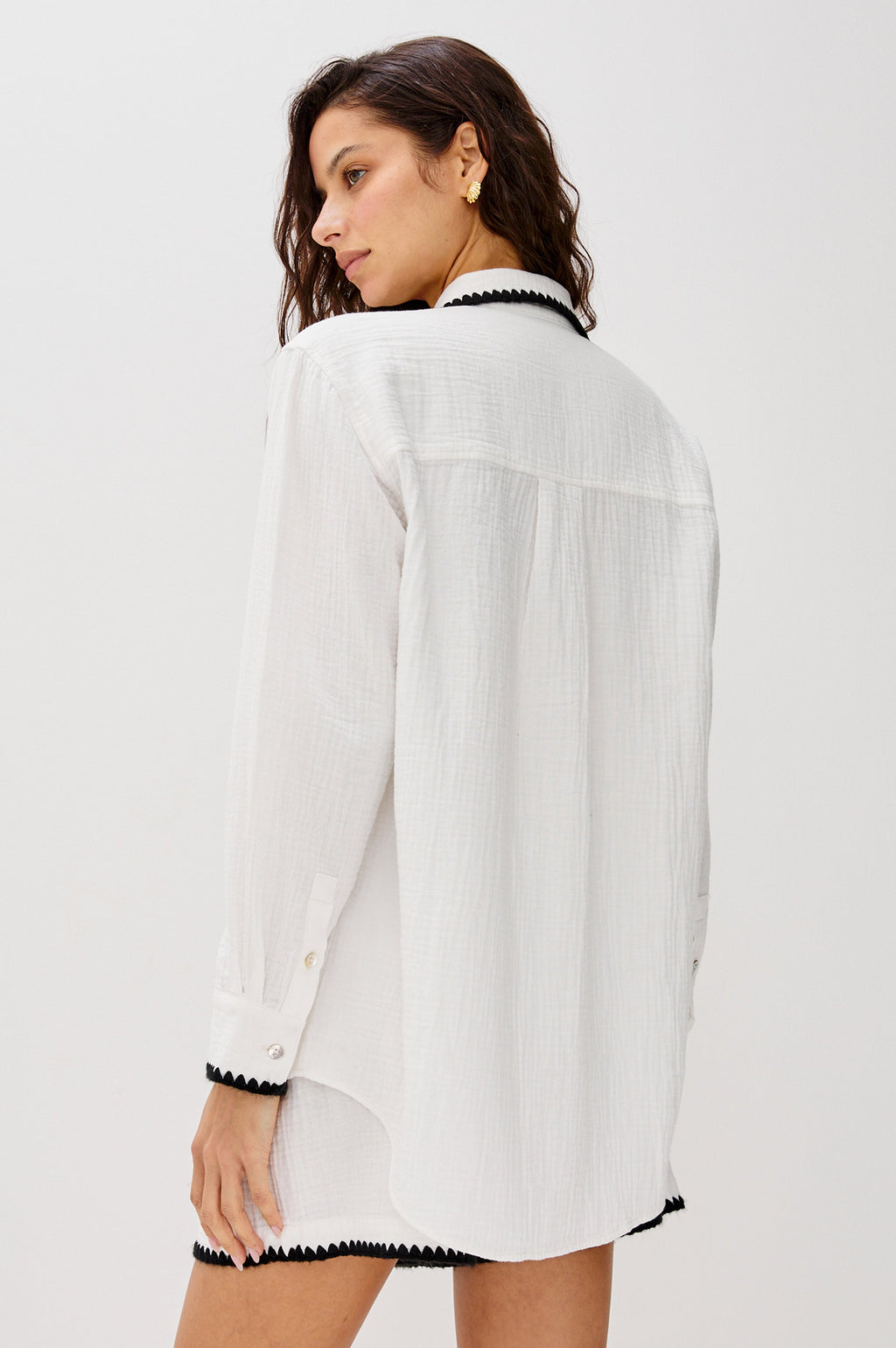 Rails X Lspace Idania Shirt - Black Blanket Stitch