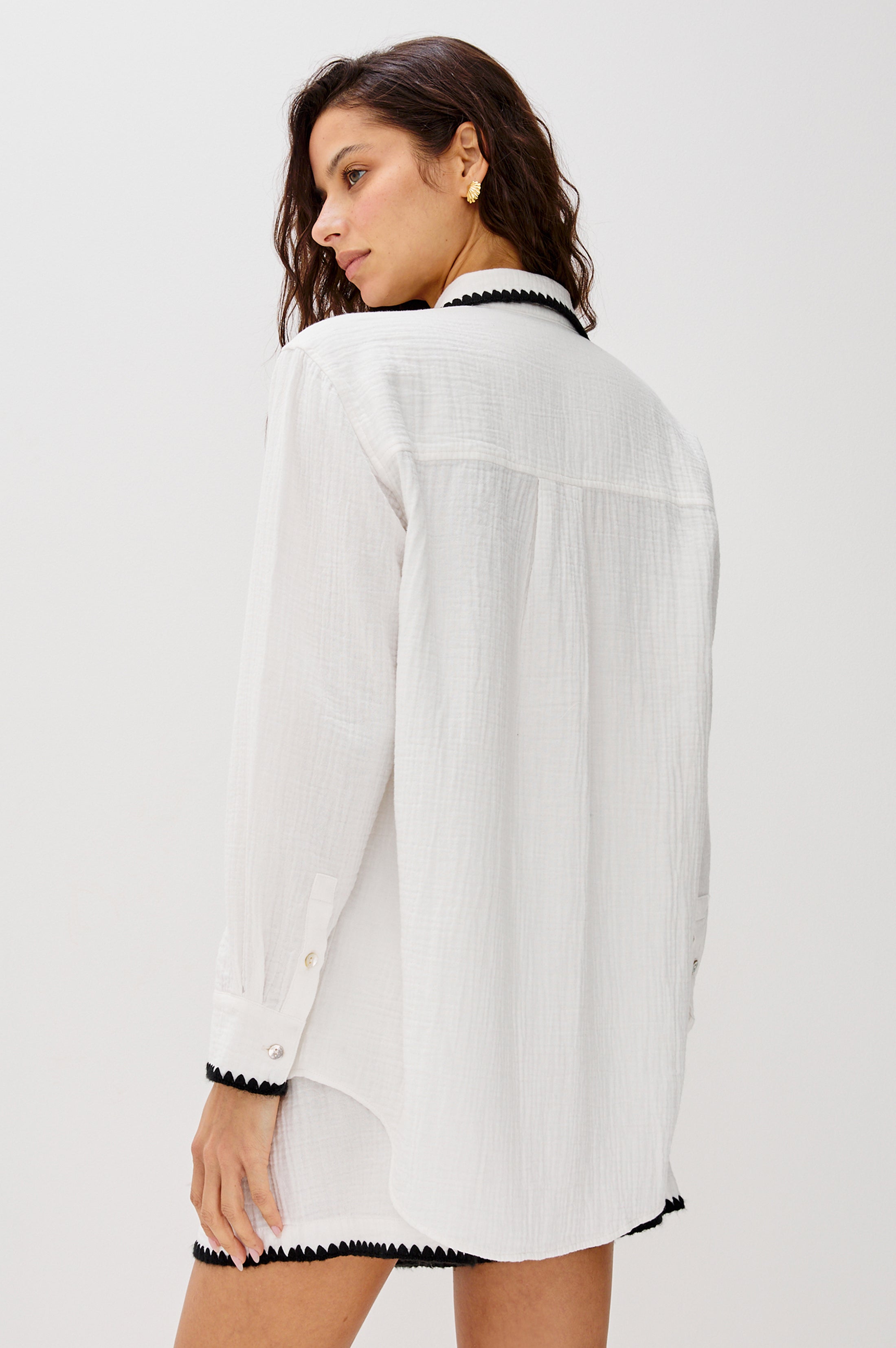 Rails X Lspace Idania Shirt - Black Blanket Stitch