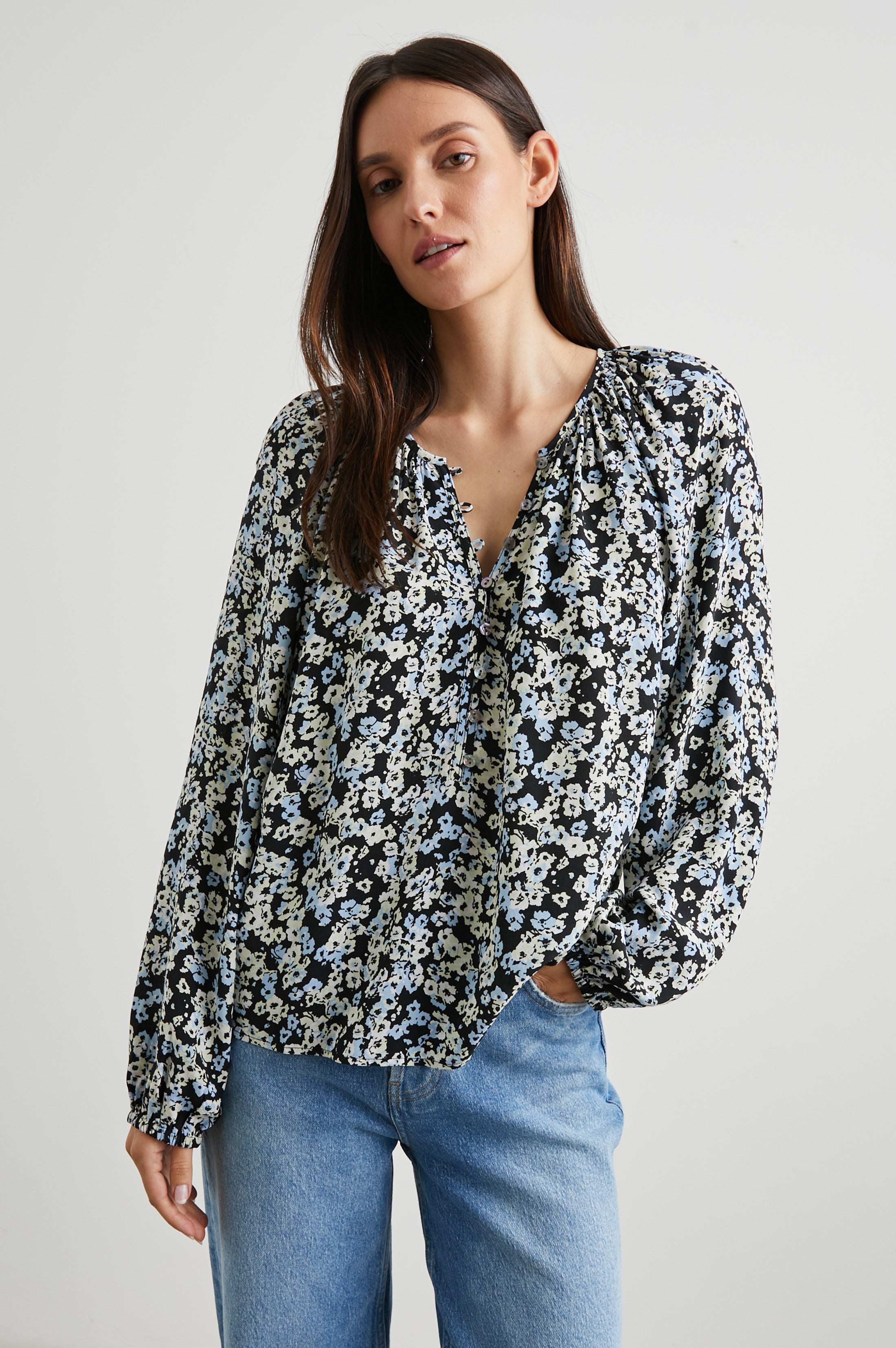 Indi Top - Midnight Meadow Floral