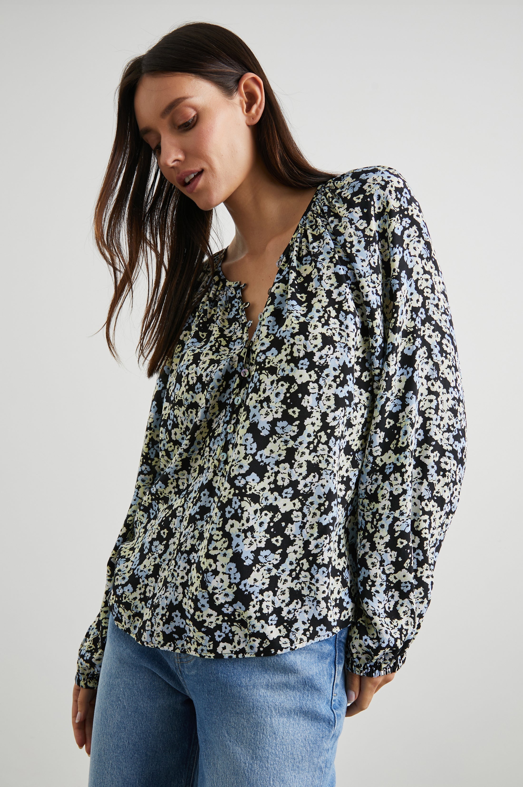 Indi Top - Midnight Meadow Floral