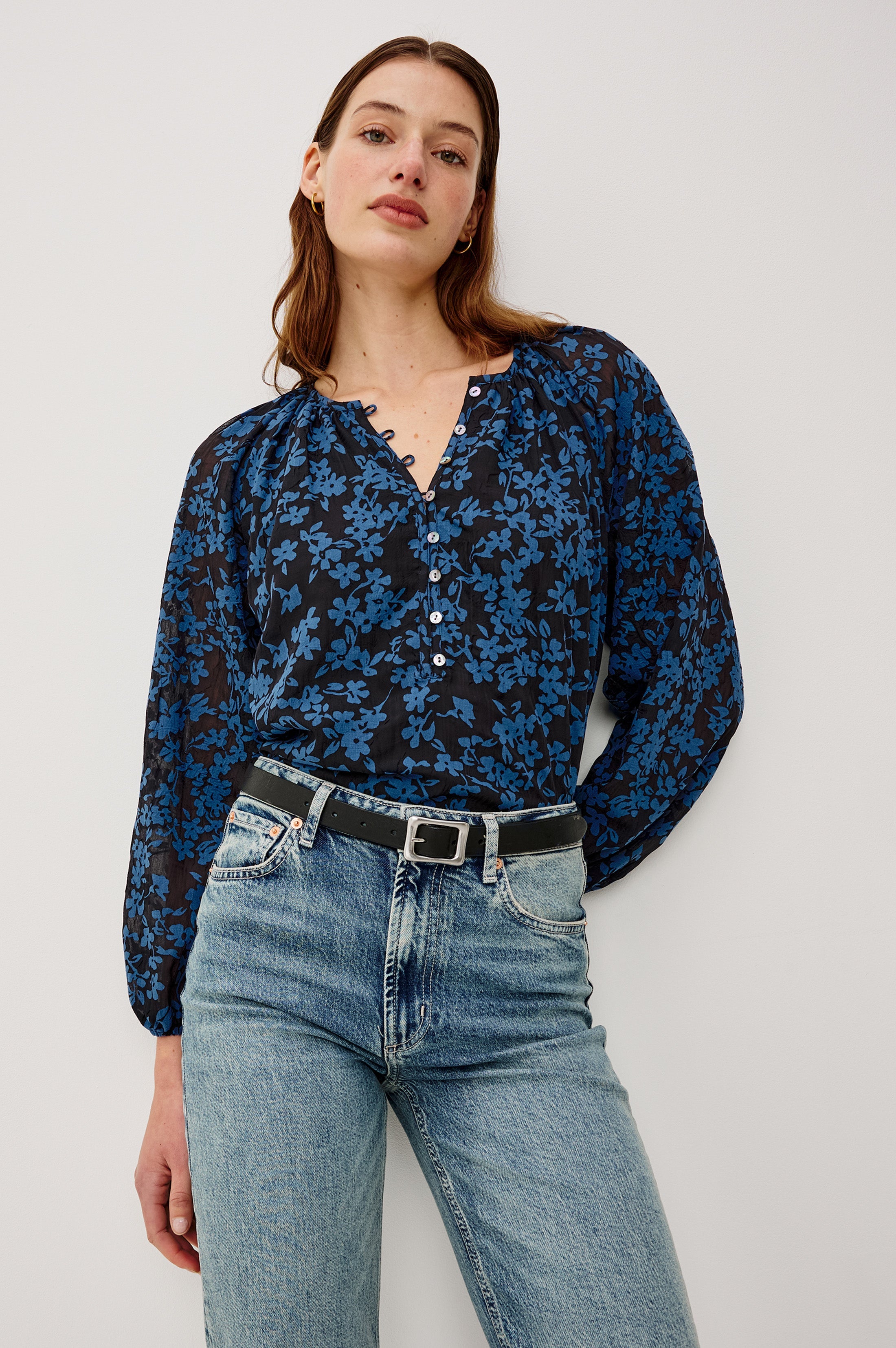 Indi Top - Midnight Silhouette Floral