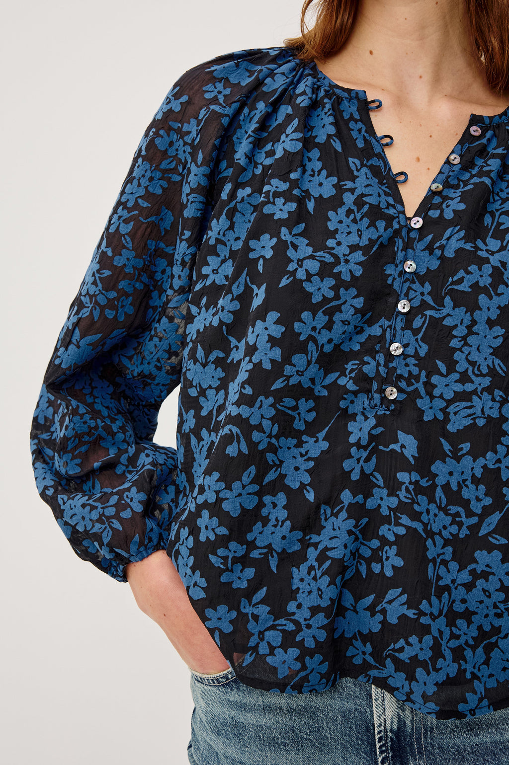 Indi Top - Midnight Silhouette Floral
