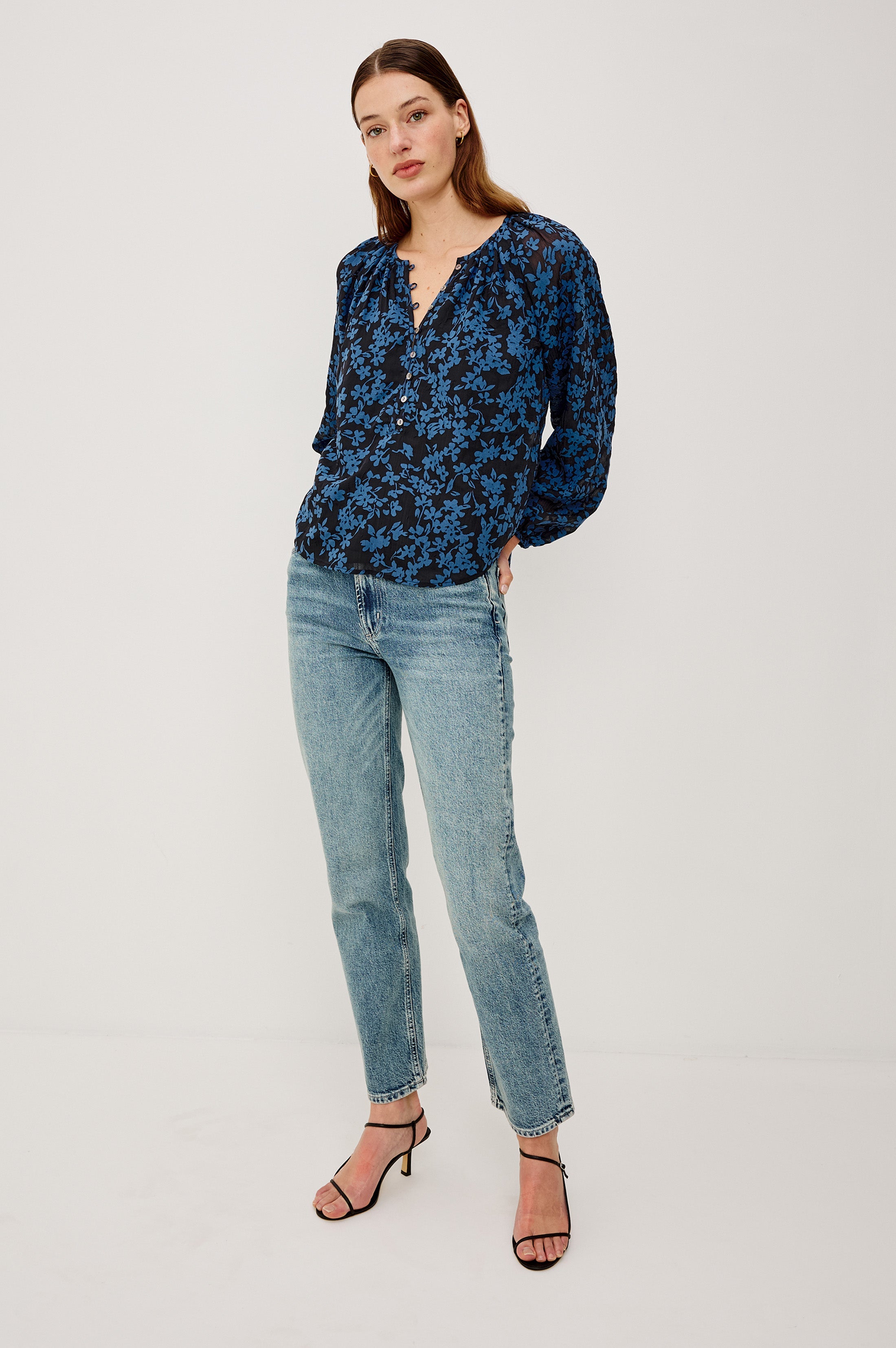 Indi Top - Midnight Silhouette Floral