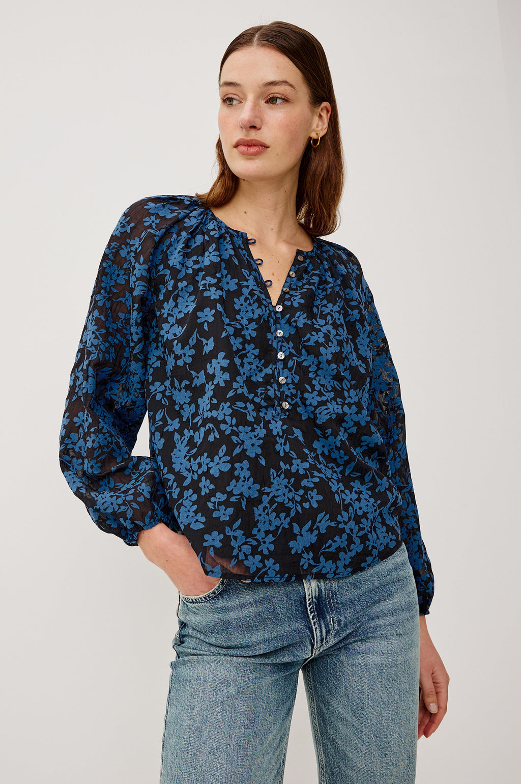 Indi Top - Midnight Silhouette Floral