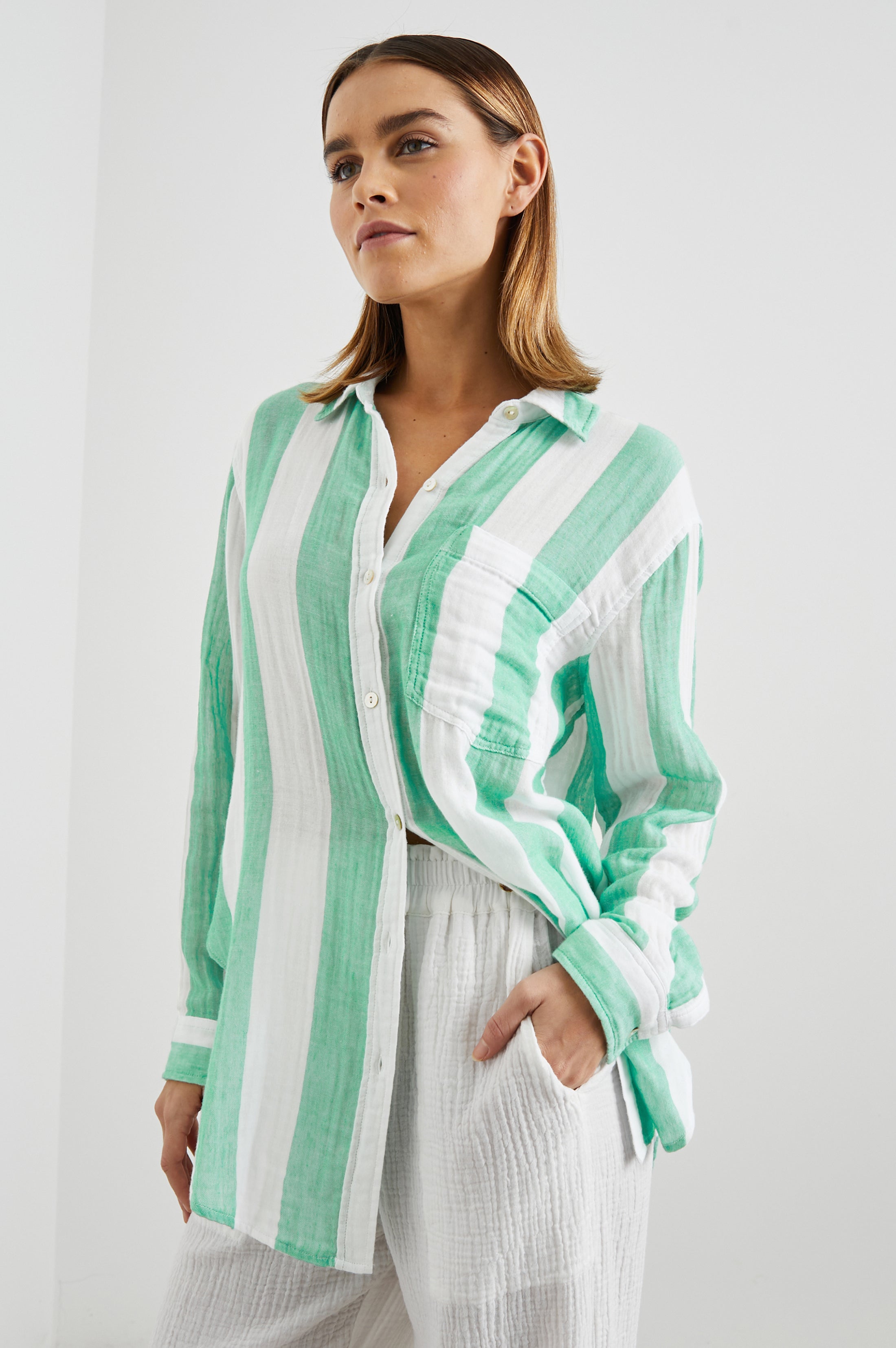 Jaylin Shirt - Jade Stripe