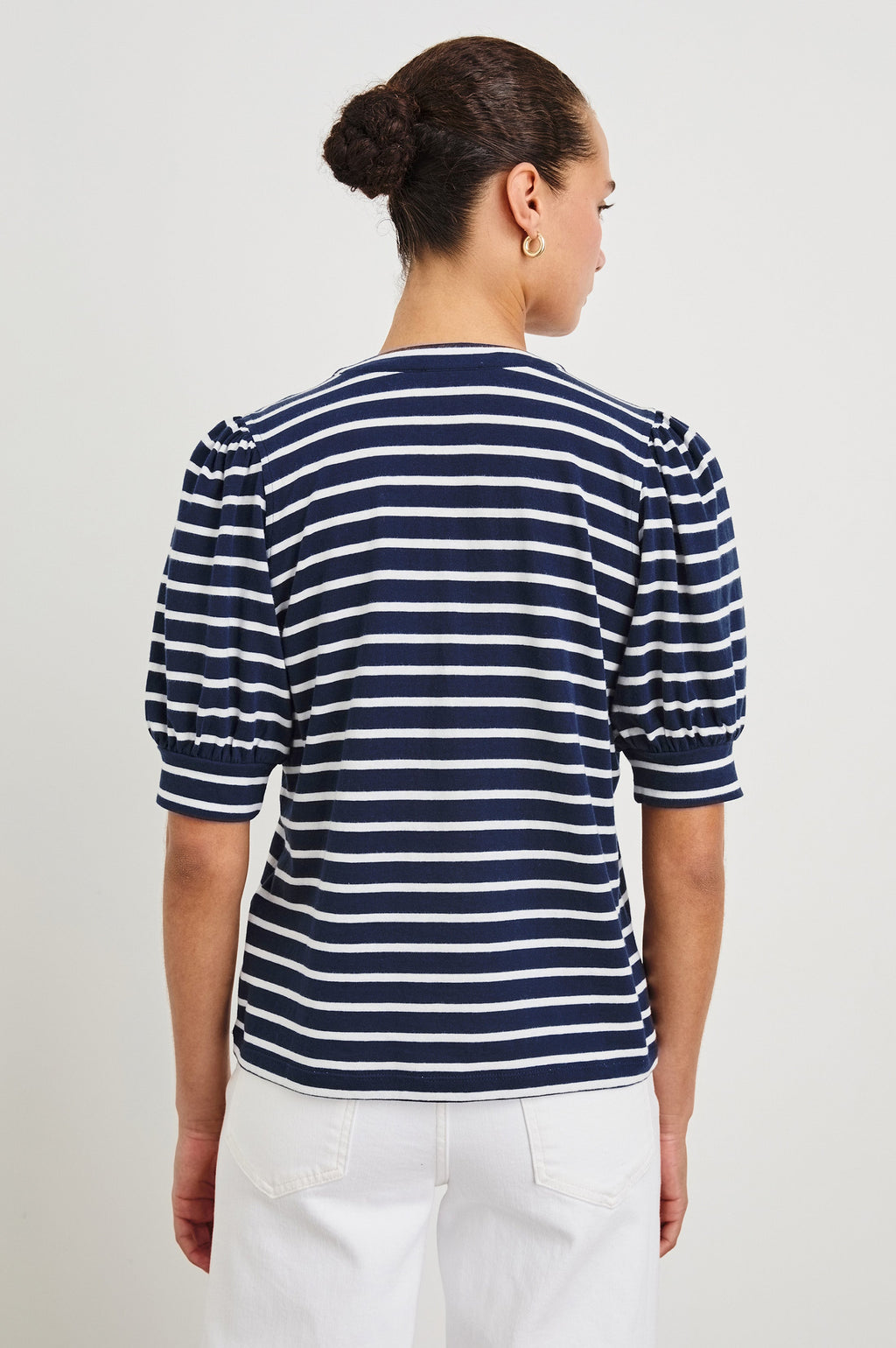 Jewel Top - Navy Ivory Stripe