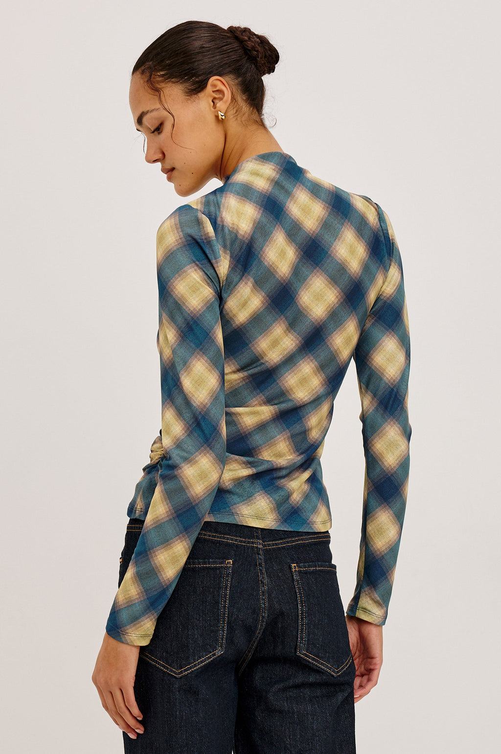 Joelle Top - Navy Sage Plaid
