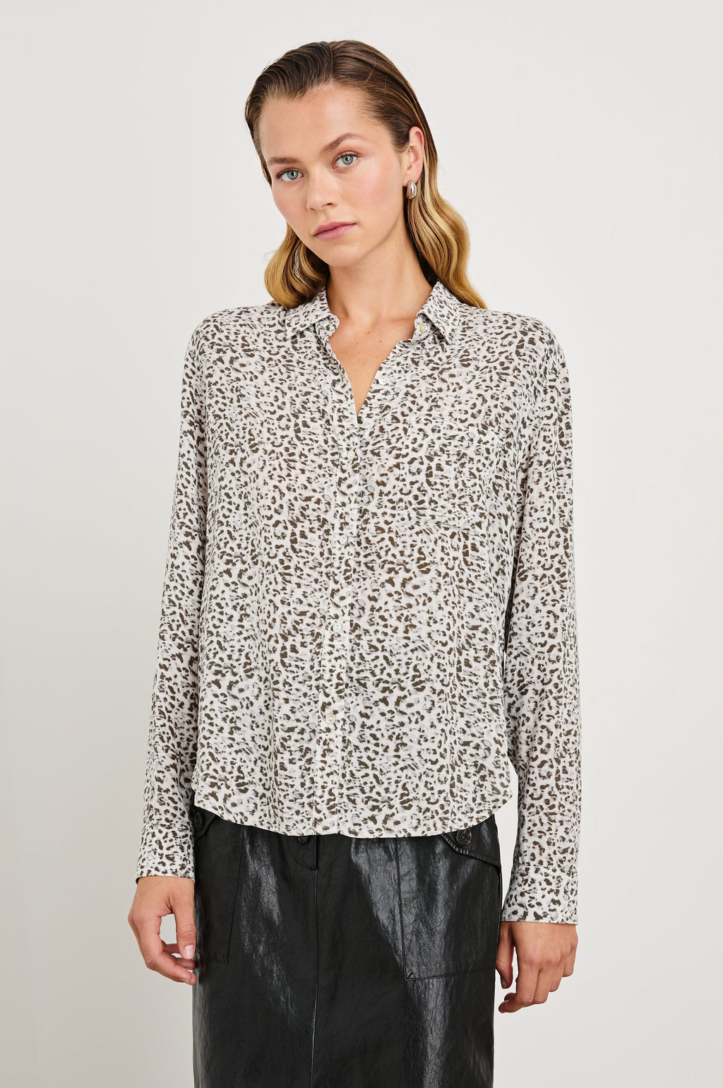 Josephine Shirt - Charcoal Watercolor Cheetah