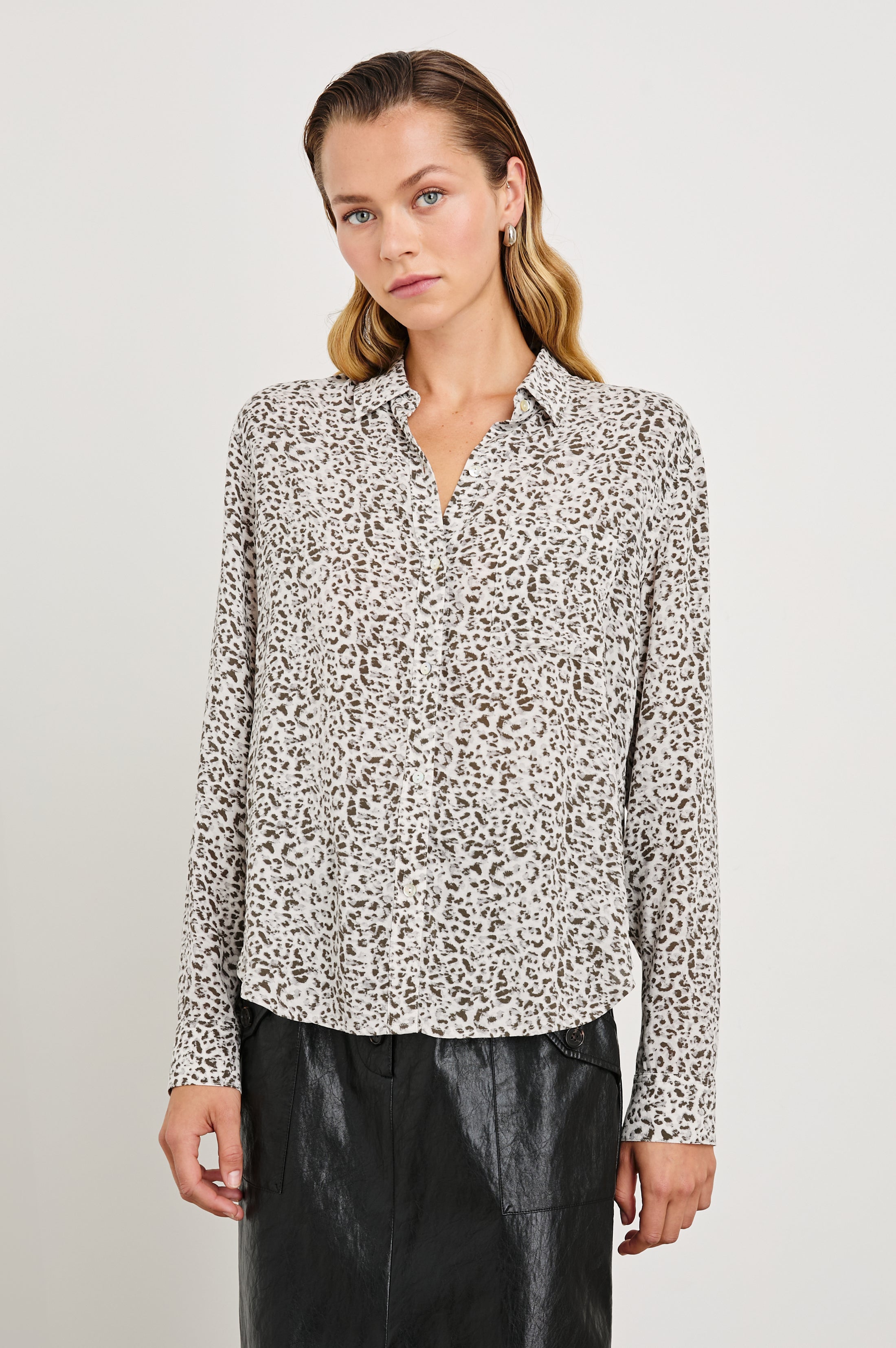 Josephine Shirt - Charcoal Watercolor Cheetah