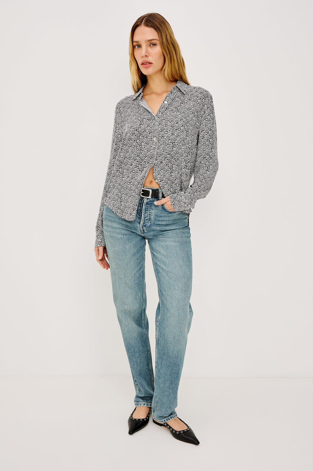 Josephine Shirt - Ivory Micro Spots