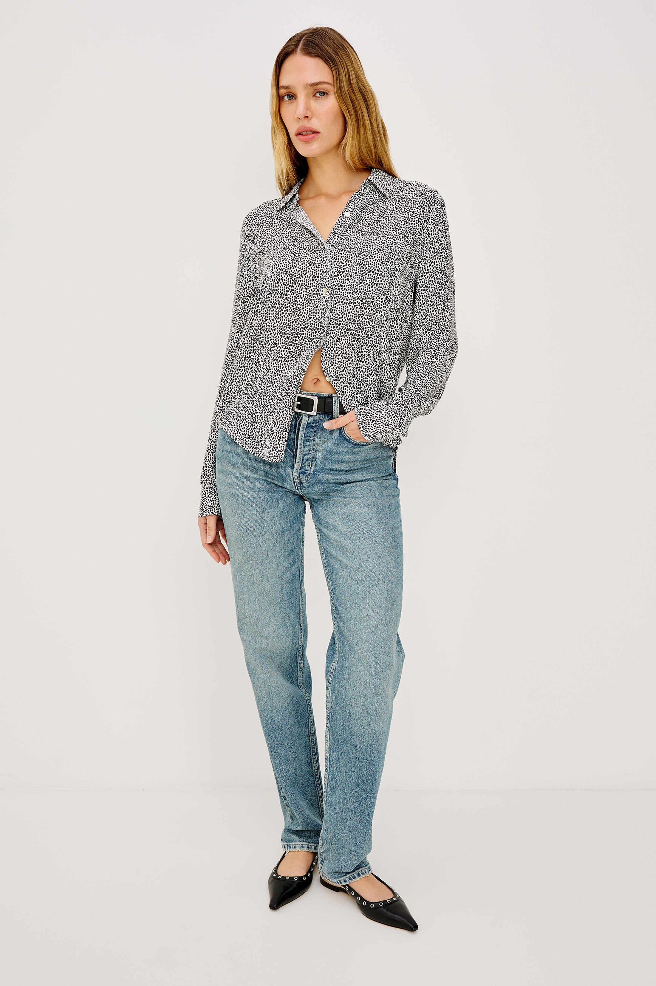 Josephine Shirt - Ivory Micro Spots