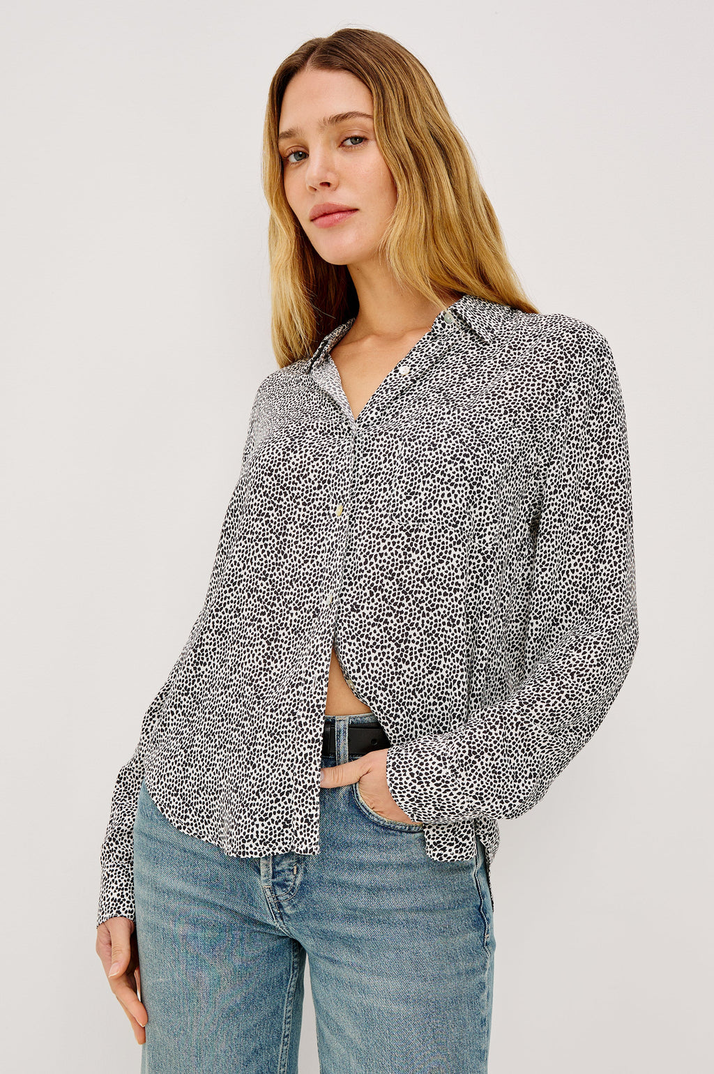 Josephine Shirt - Ivory Micro Spots