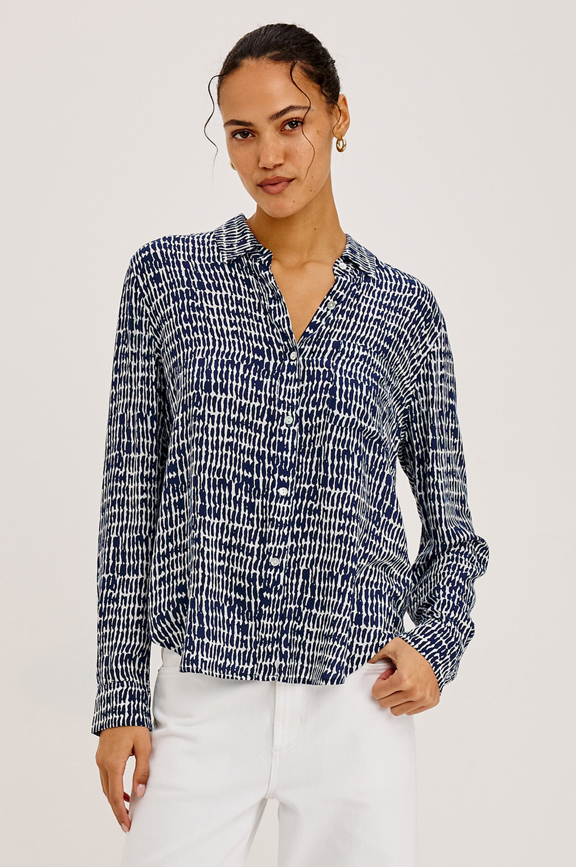 Josephine Shirt - Navy Pebbled