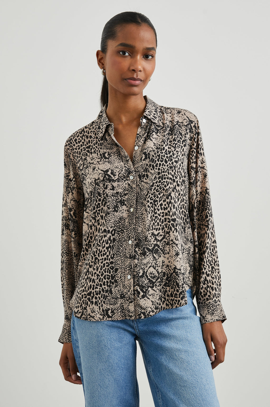 Josephine Shirt - Taupe Mixed Animal