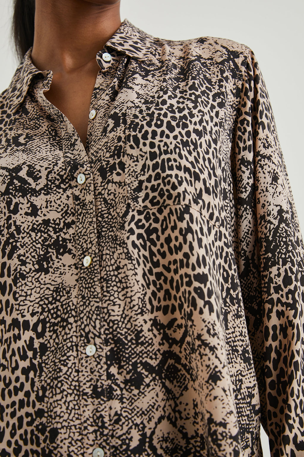Josephine Shirt - Taupe Mixed Animal