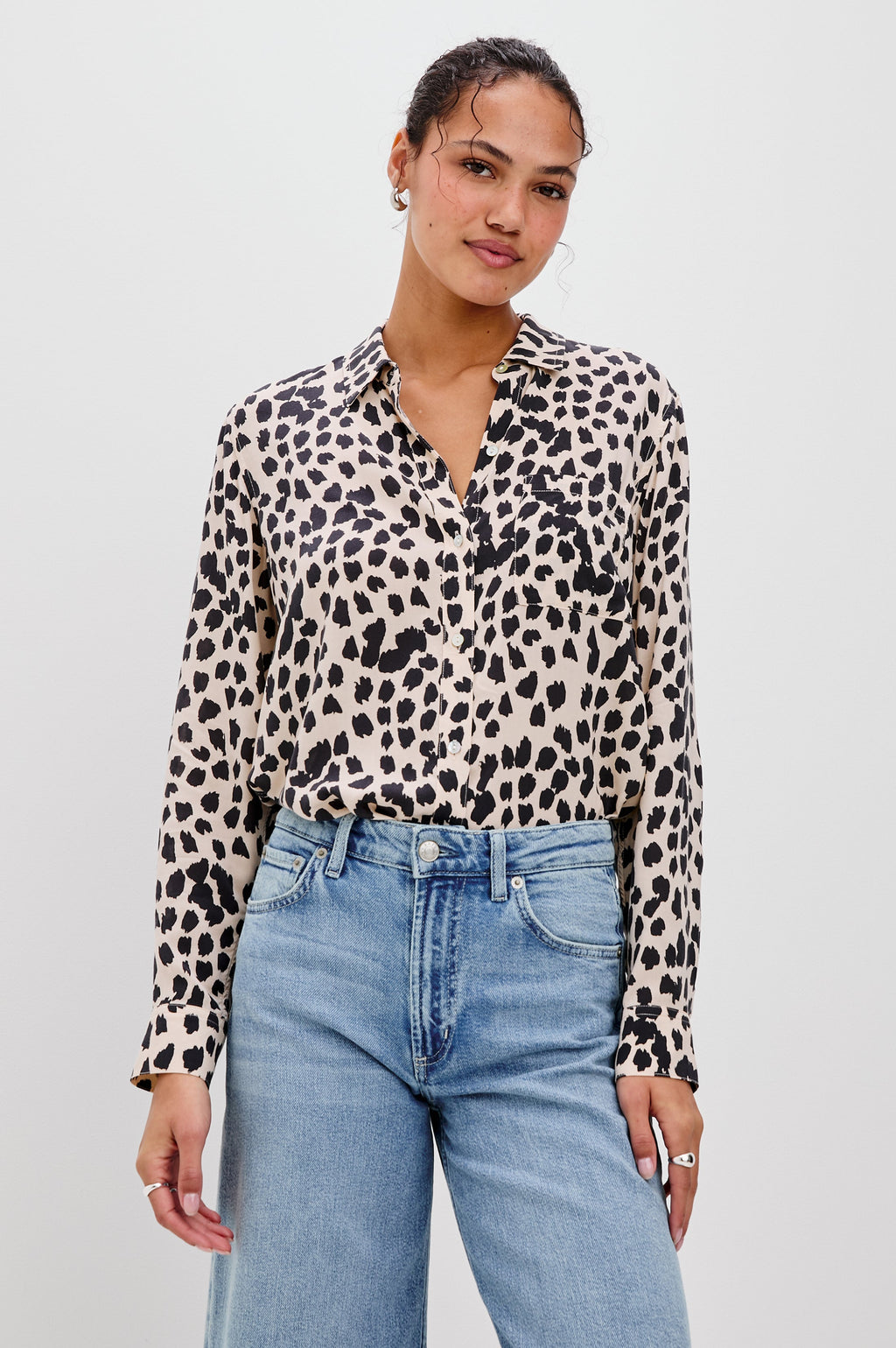 Josephine Shirt - Taupe Spotted