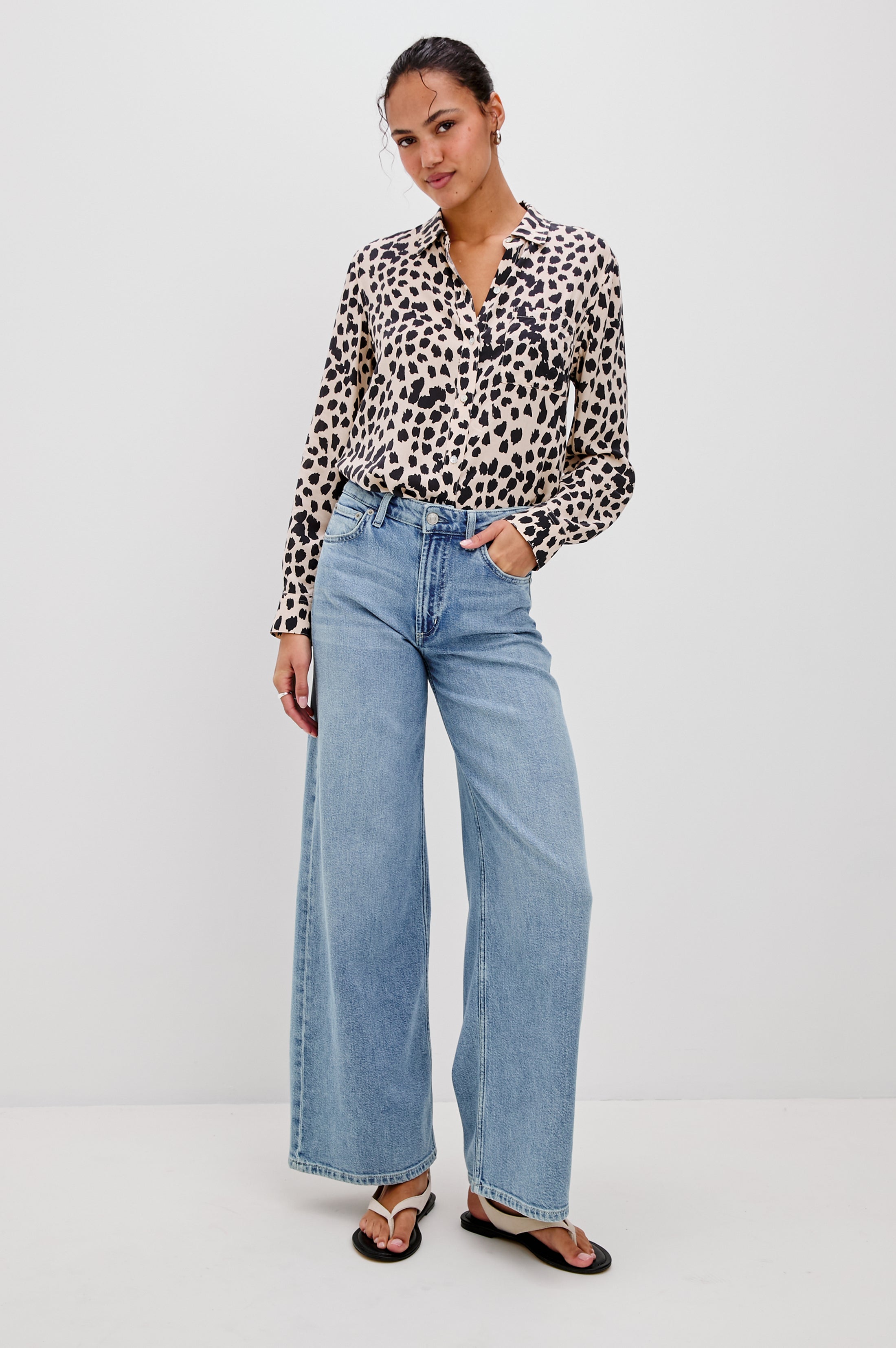 Josephine Shirt - Taupe Spotted