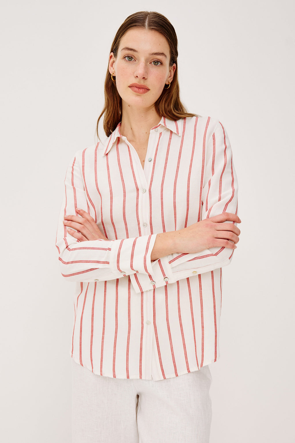 Knox Shirt - Scarlet Ivory Stripe