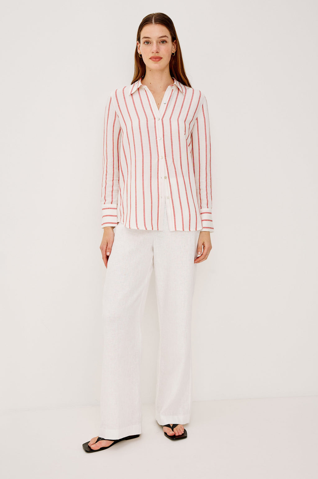 Knox Shirt - Scarlet Ivory Stripe