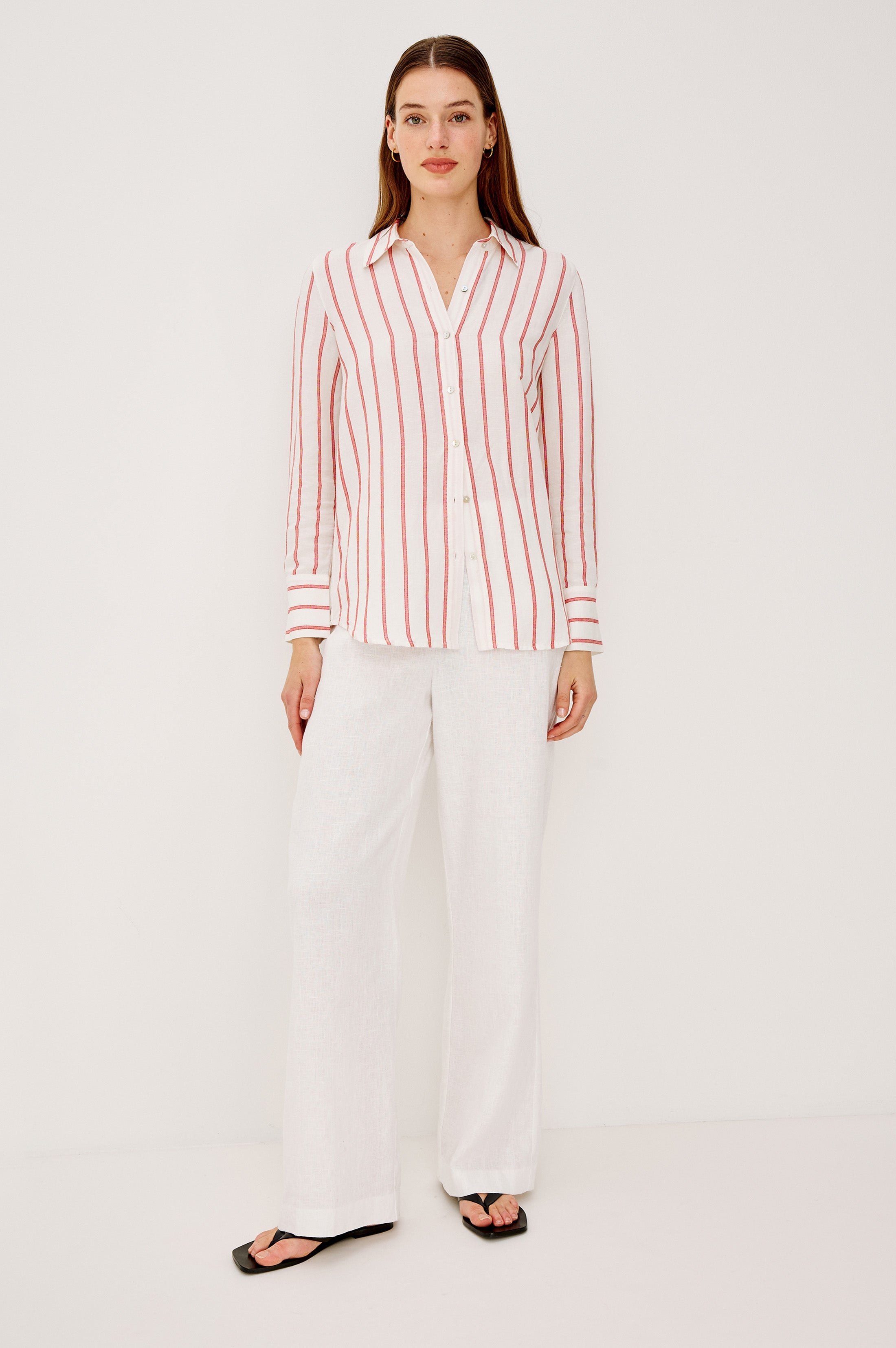 Knox Shirt - Scarlet Ivory Stripe