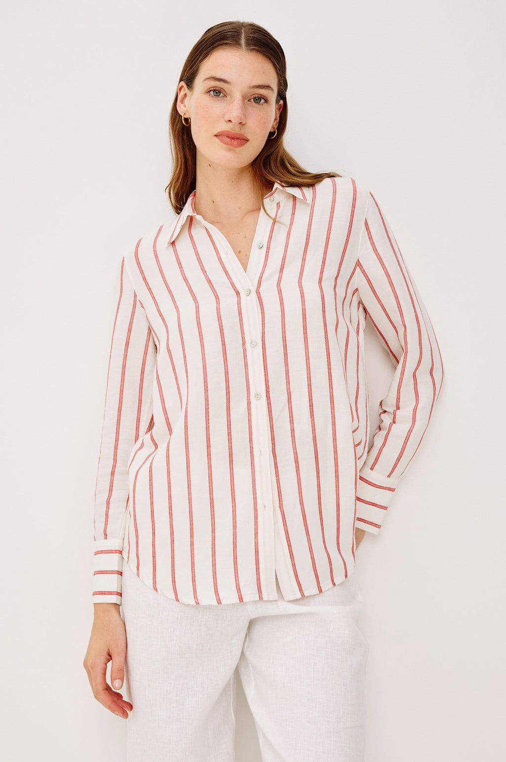 Knox Shirt - Scarlet Ivory Stripe