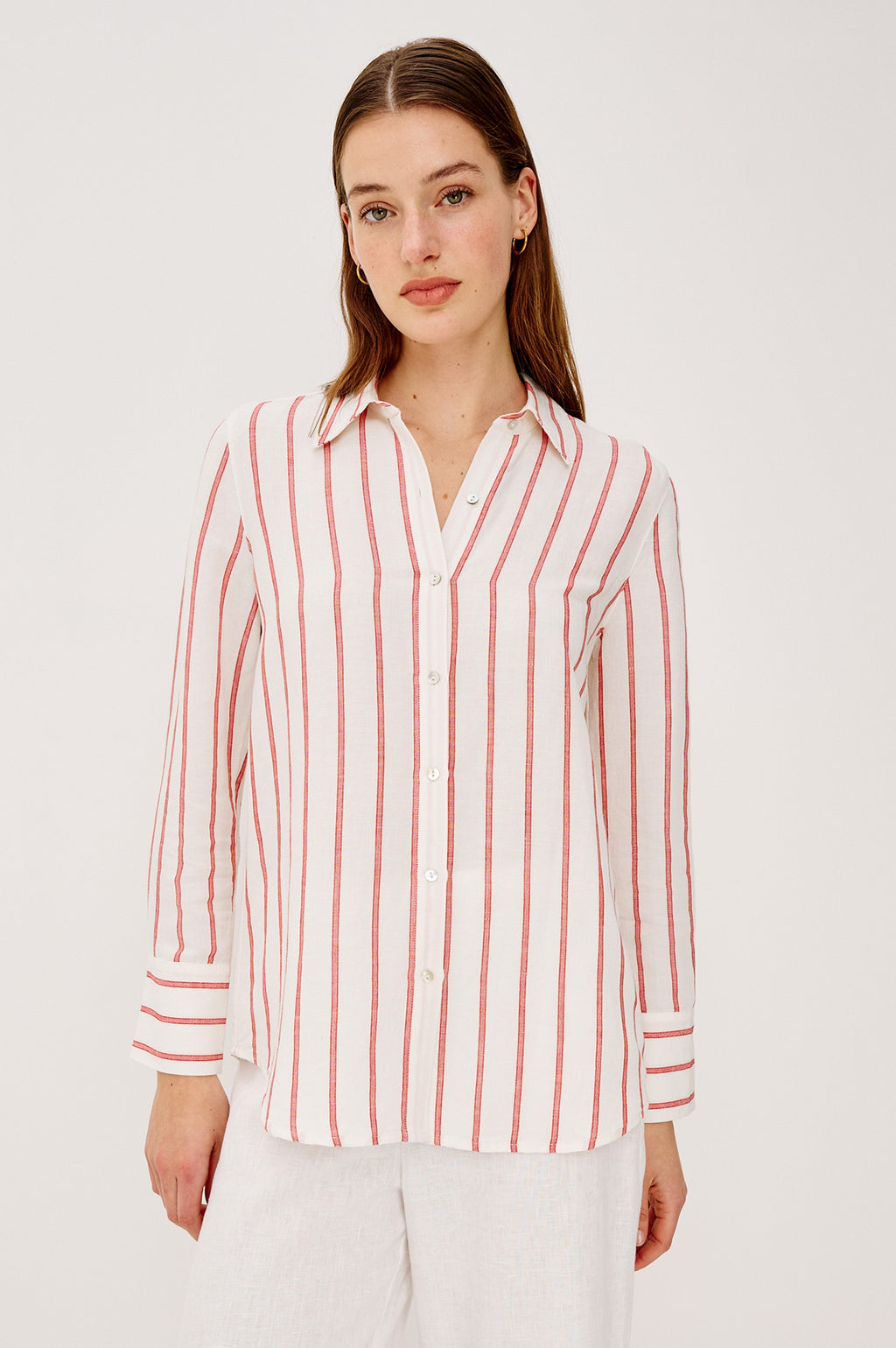 Knox Shirt - Scarlet Ivory Stripe
