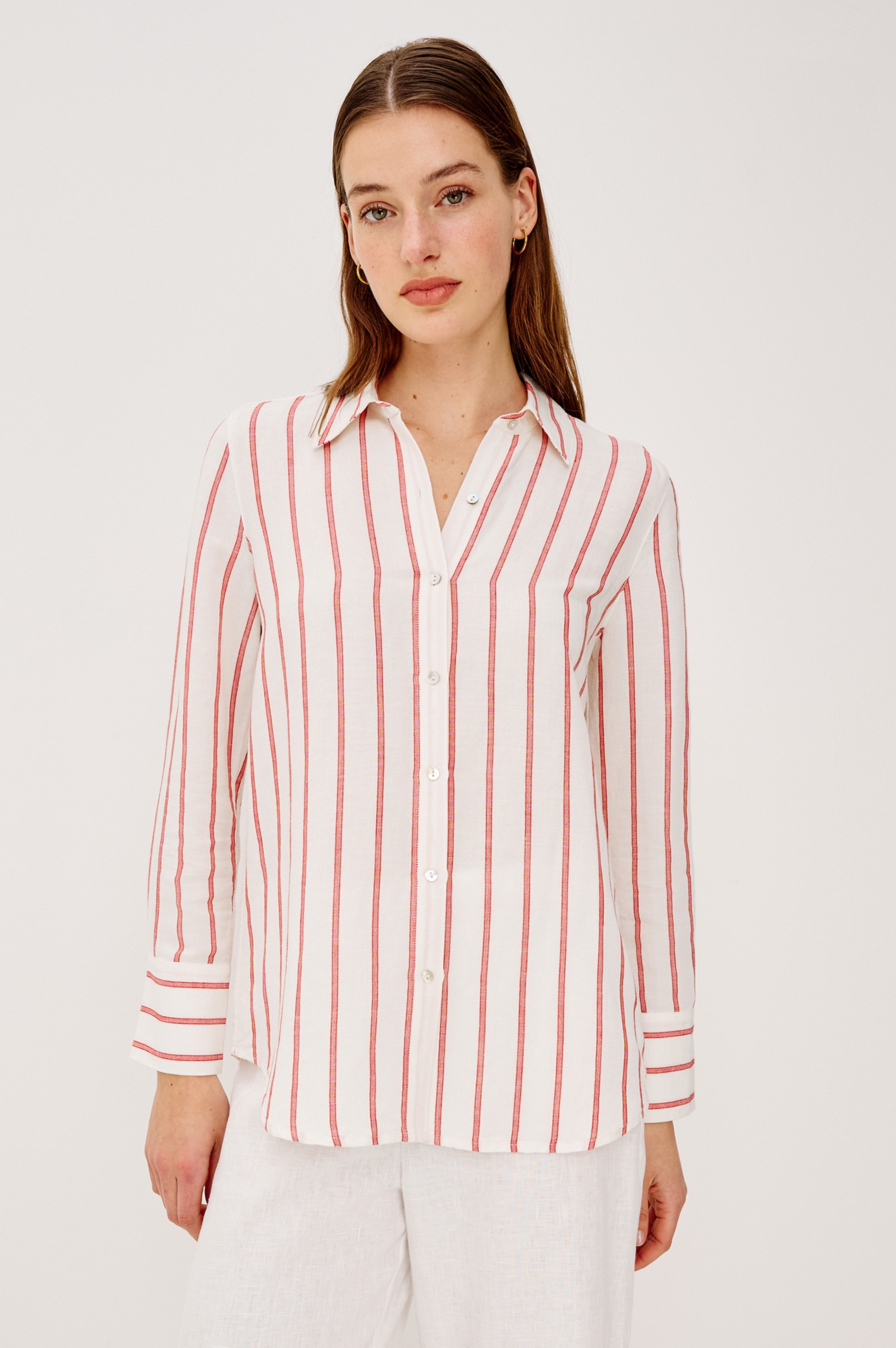 Knox Shirt - Scarlet Ivory Stripe
